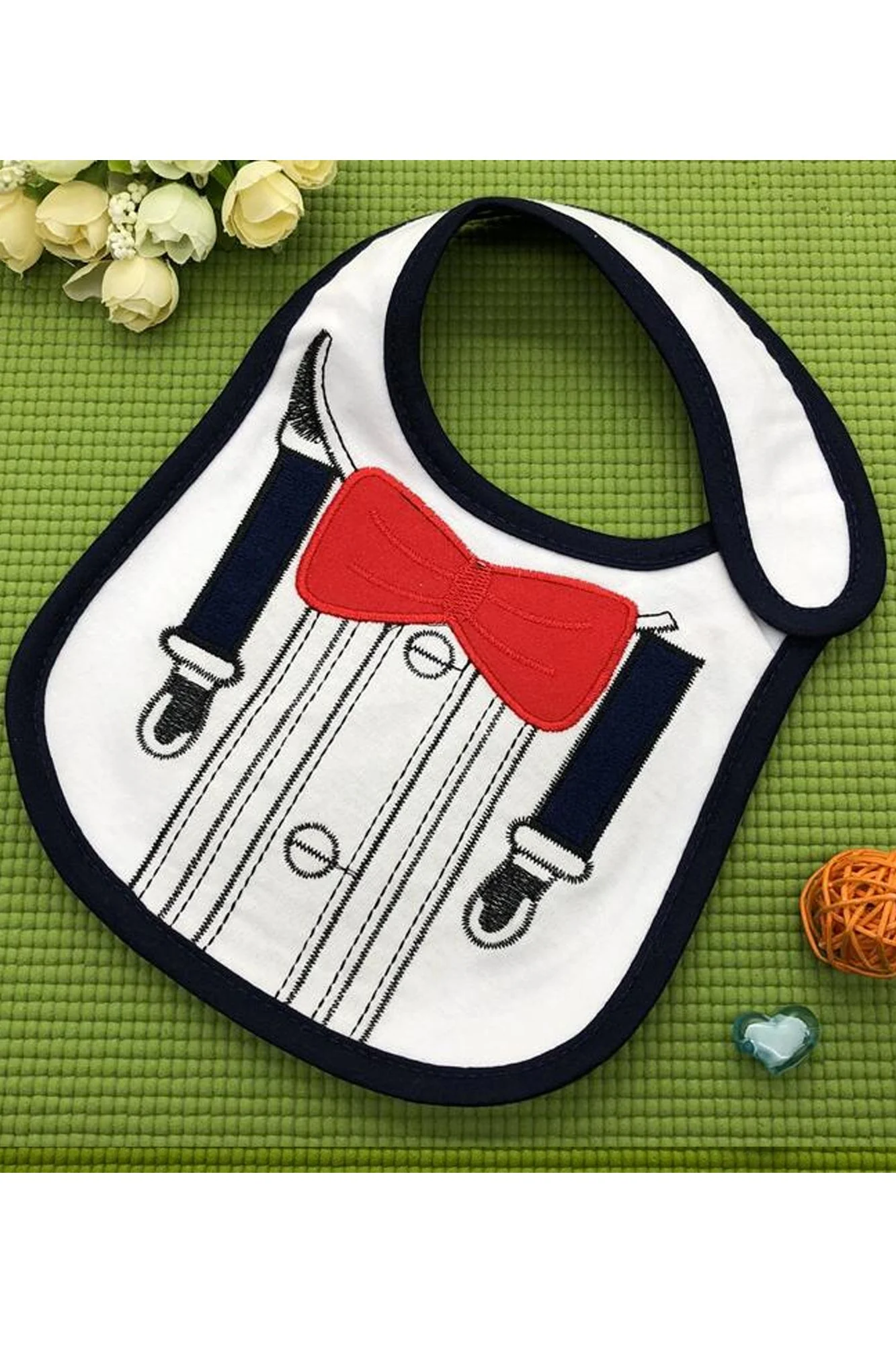 White Suspenders Adjustable Baby Meal Bib (0-3 yrs) - Chenance