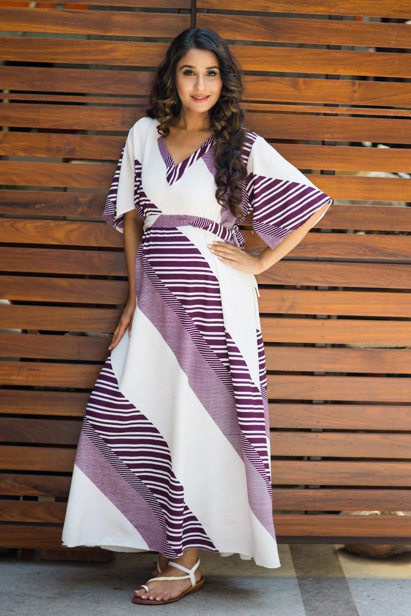 Violet Striped Maternity Kimono Dress - Chenance