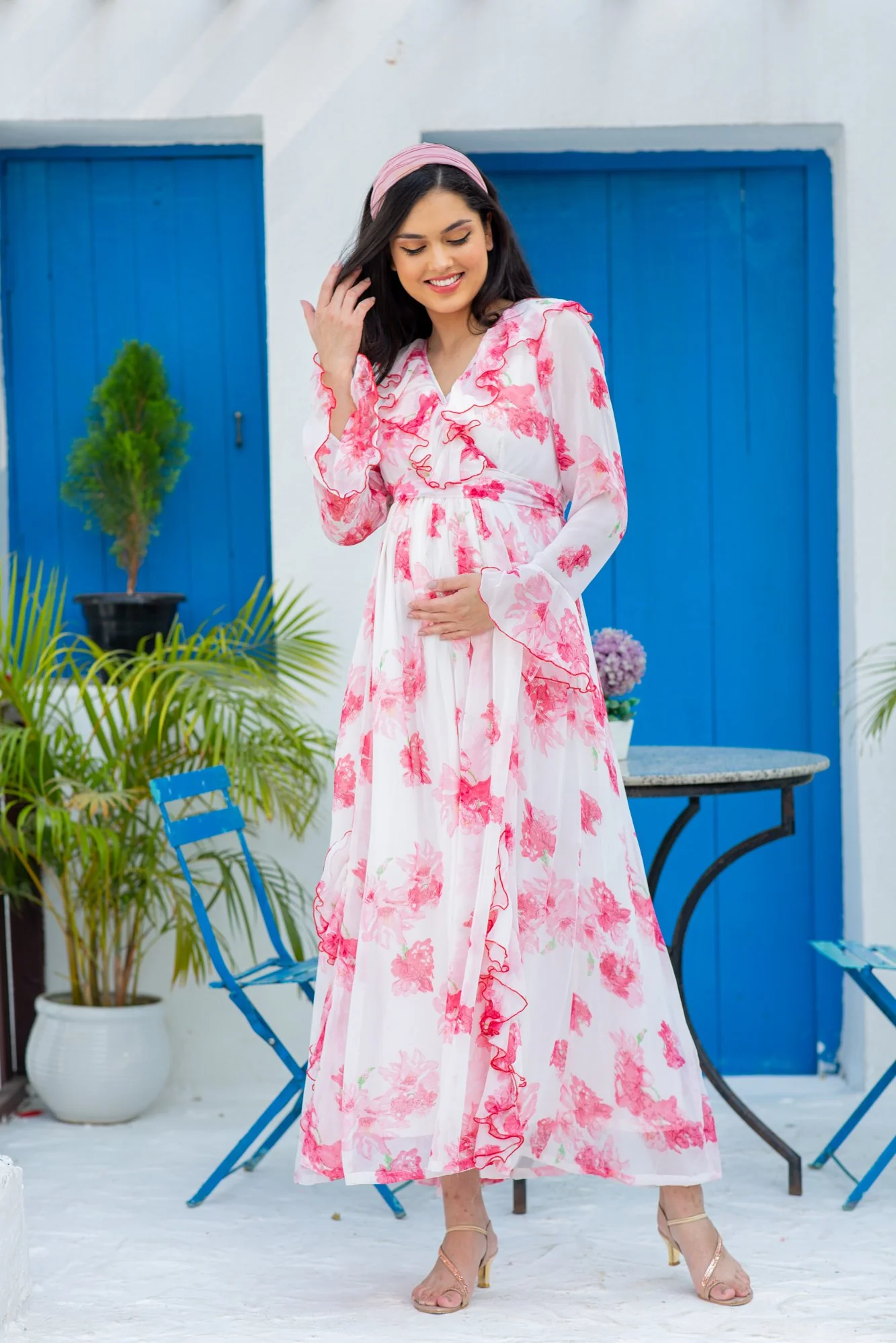 Angelic Rose Blush Maternity & Nursing Frill Dress - Chenance