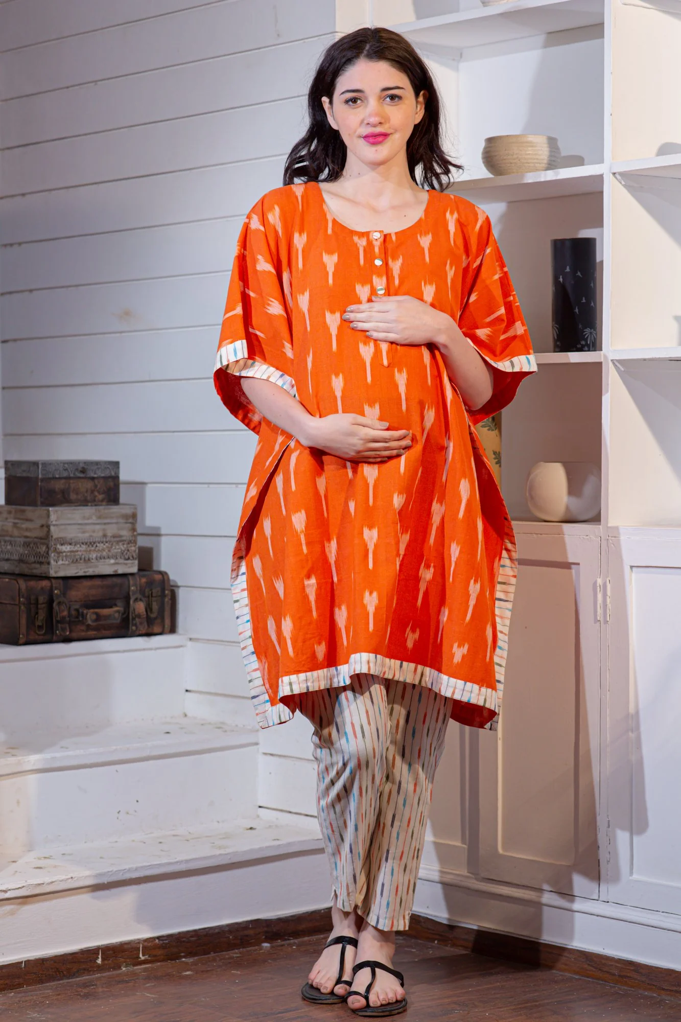 Amber Ikat Maternity & Nursing Kaftan Set - Chenance