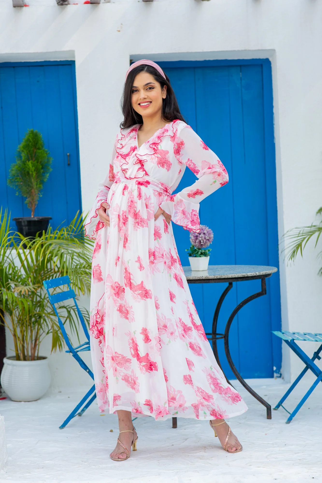 Angelic Rose Blush Maternity & Nursing Frill Dress - Chenance