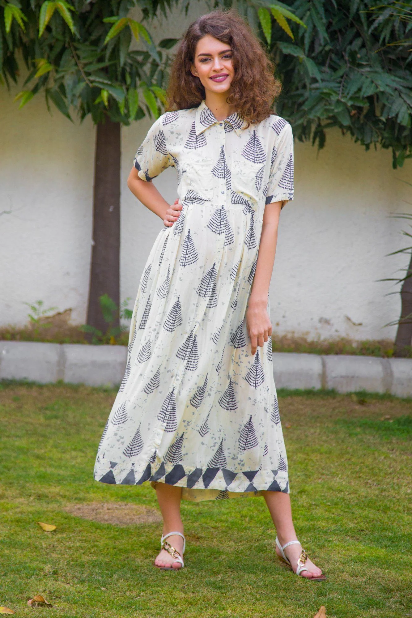 White Feather Printed  Maternity & Nursing Kurta Dress - Chenance