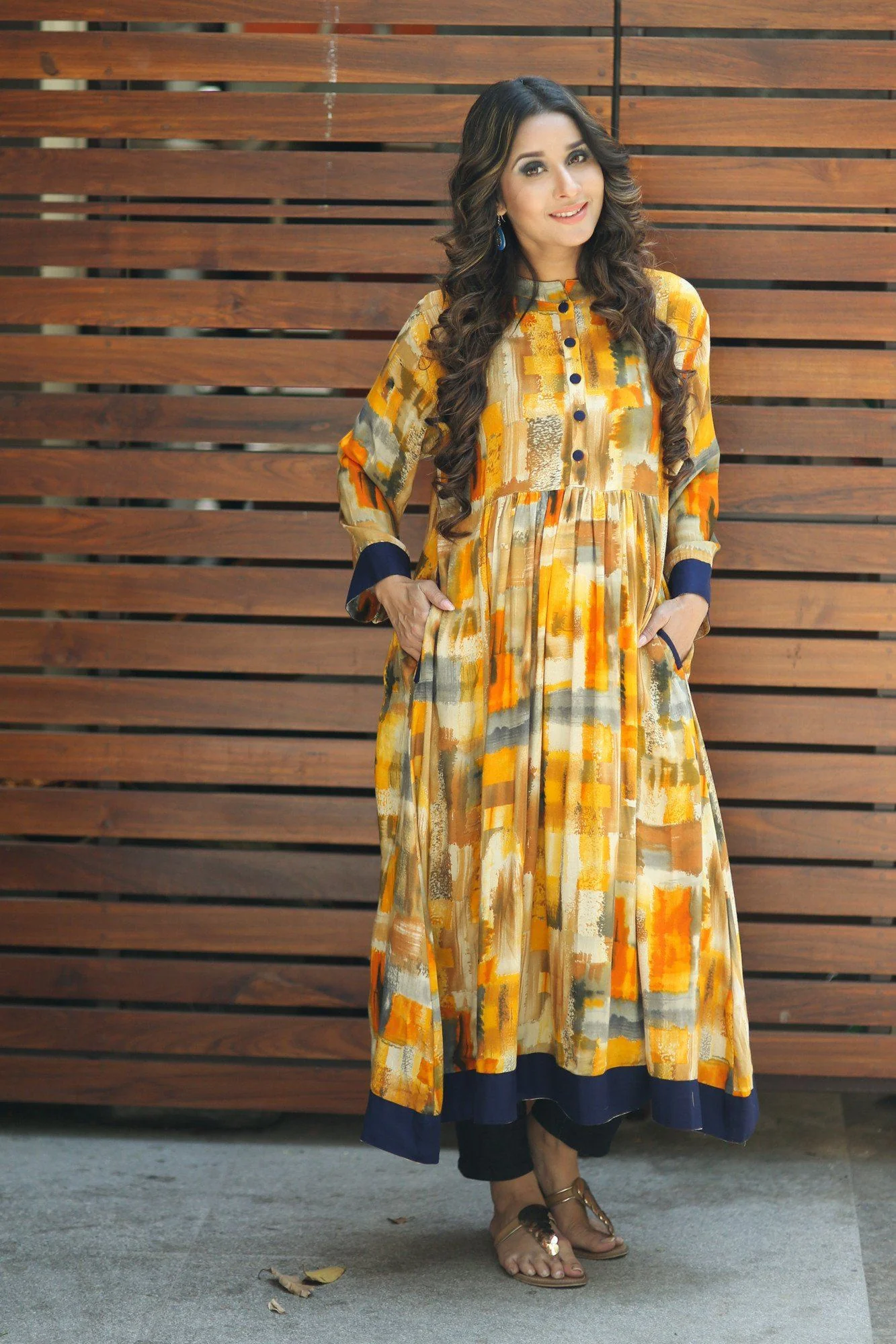 Vibrant Abstract Yellow Nursing Kurta - Chenance