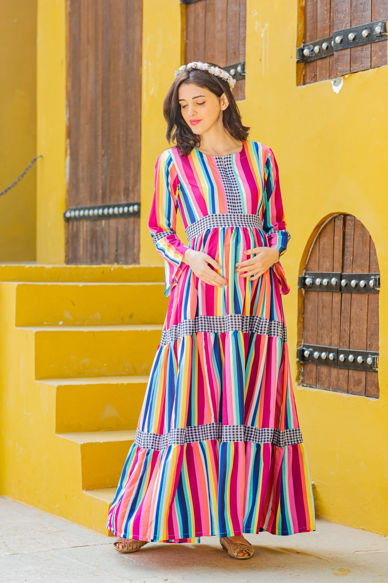 Vivacious Stripes Maternity & Nursing Dress - Chenance