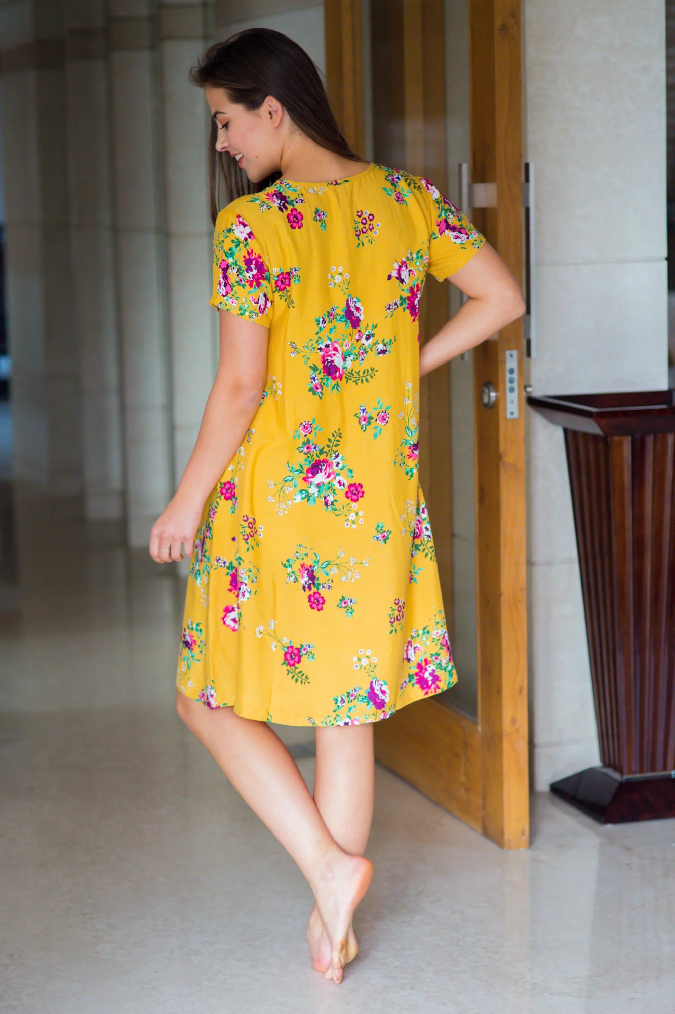 Sunrise Shoulder Snap Maternity & Nursing Dress / Delivery Gown/ Night Dress - Chenance