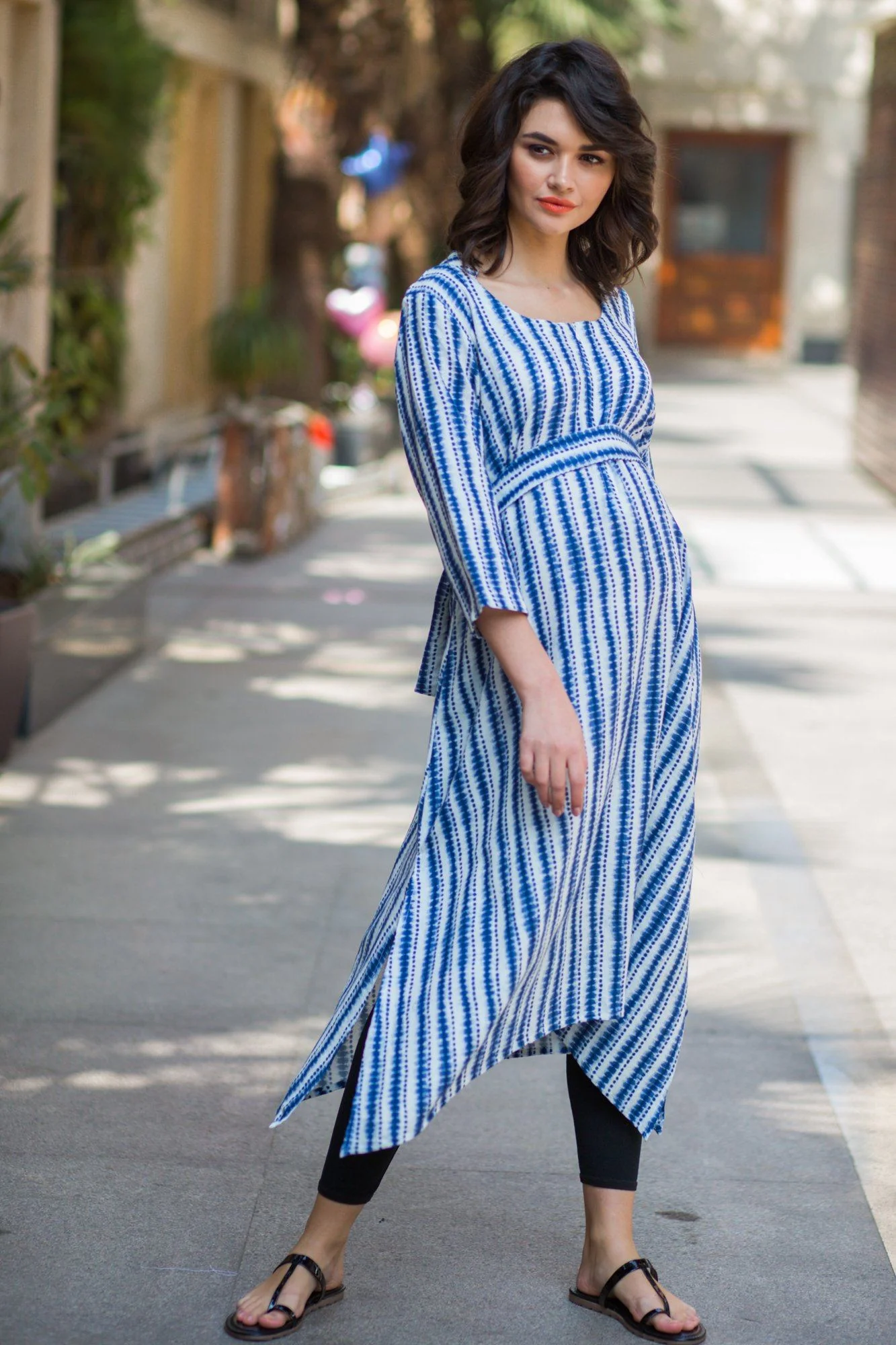 Symmetrical Aqua Maternity & Nursing Kurta - Chenance