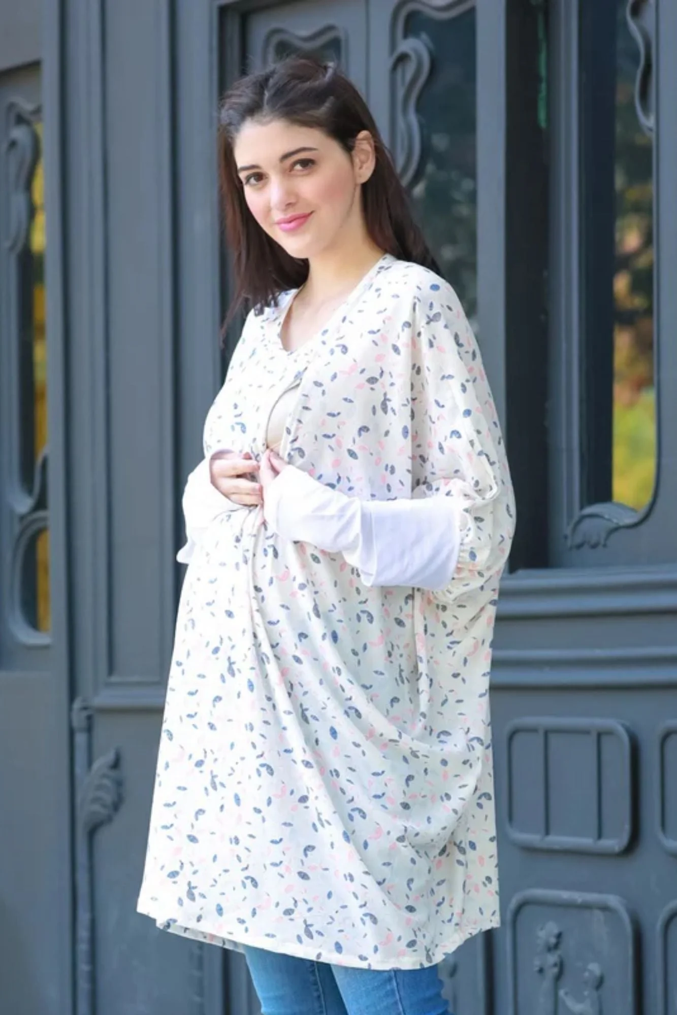 Umbrella Crepe Maternity Kaftan Top - Chenance