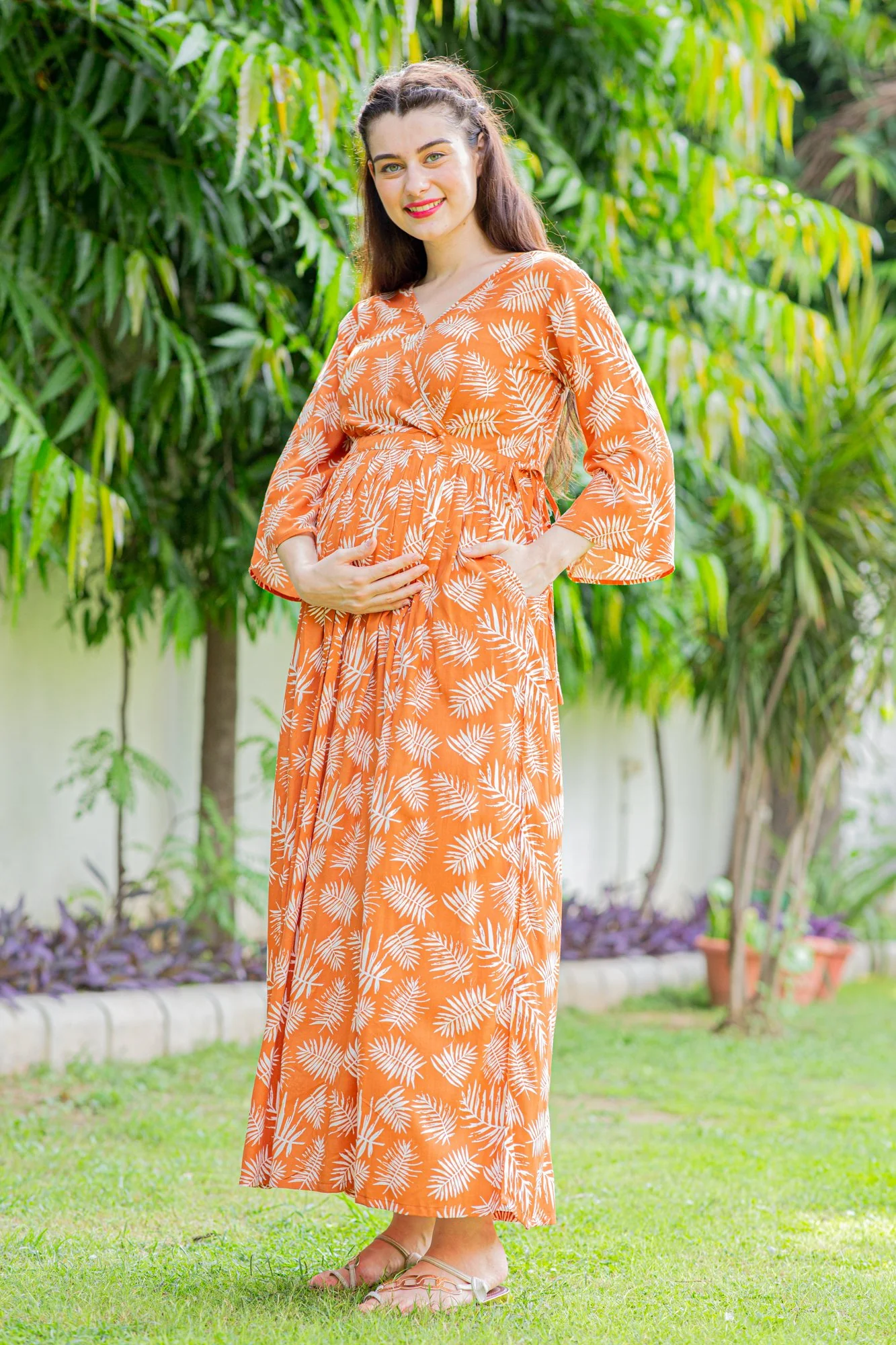 Tangy Leafy Maternity & Nursing Maxi - Chenance