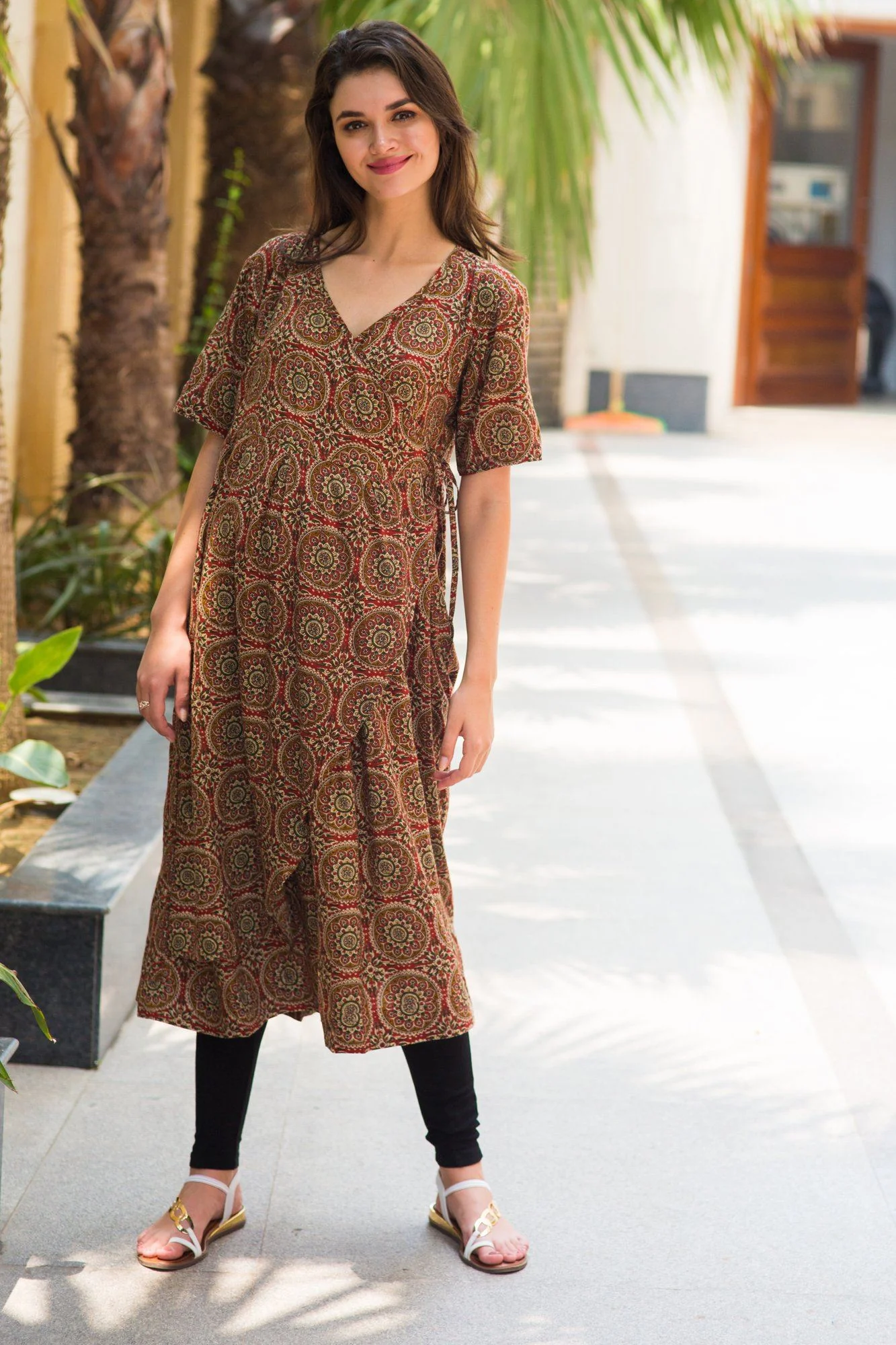 Mystical Cotton Maternity & Nursing Wrap Kurta Dress - Chenance