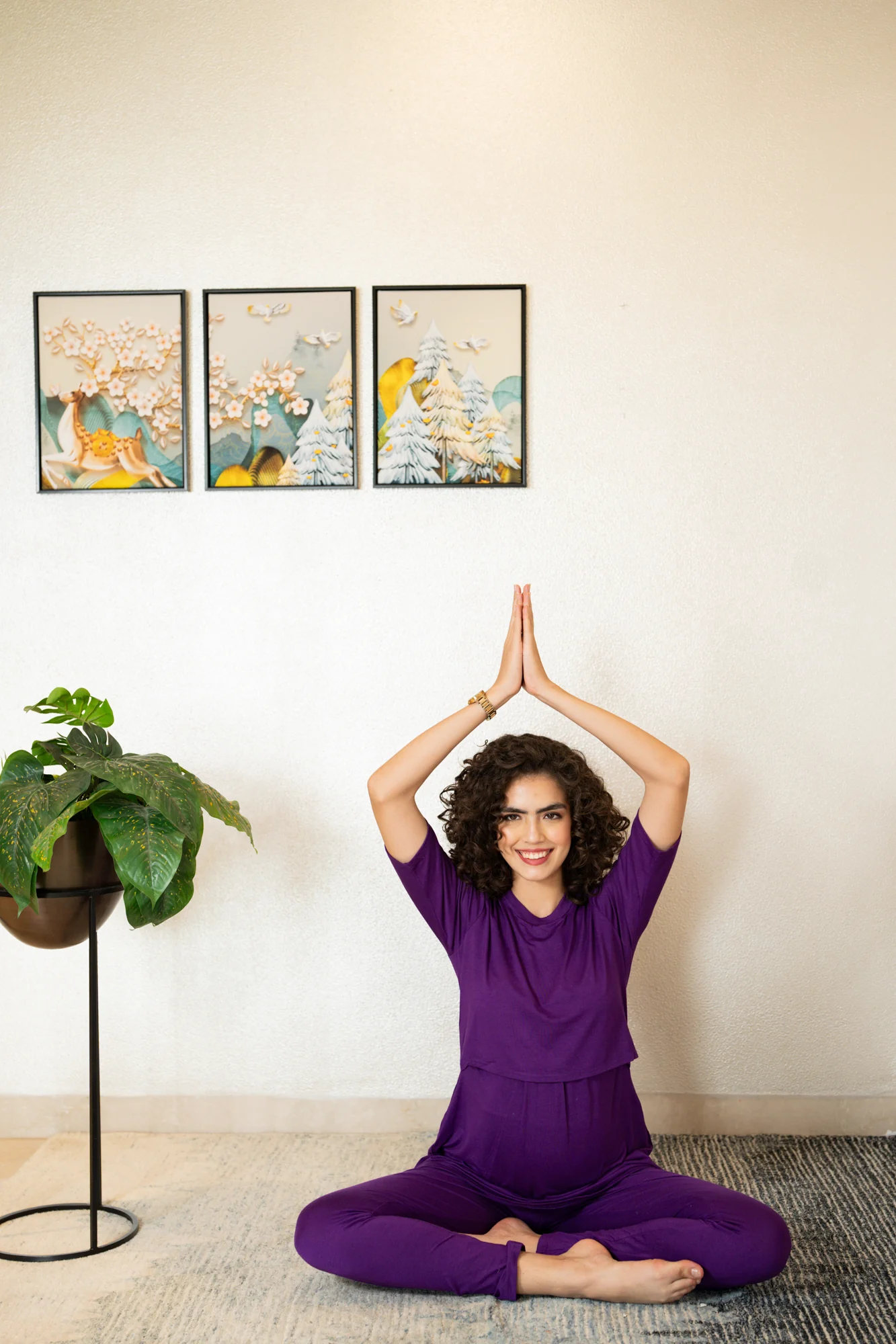 247 Comfy Purple Zipless Maternity Athleisure Set - Chenance