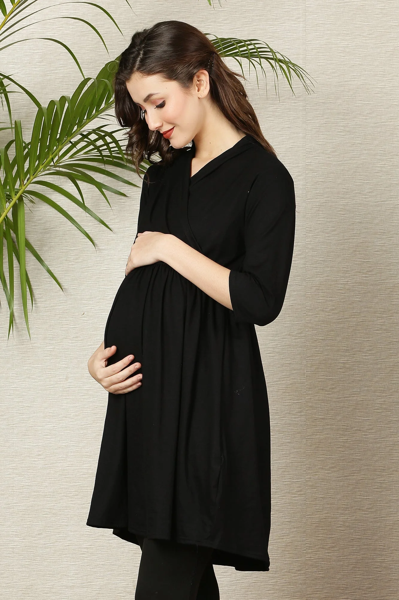 Winsome Black Maternity & Nursing Wrap Top - Chenance