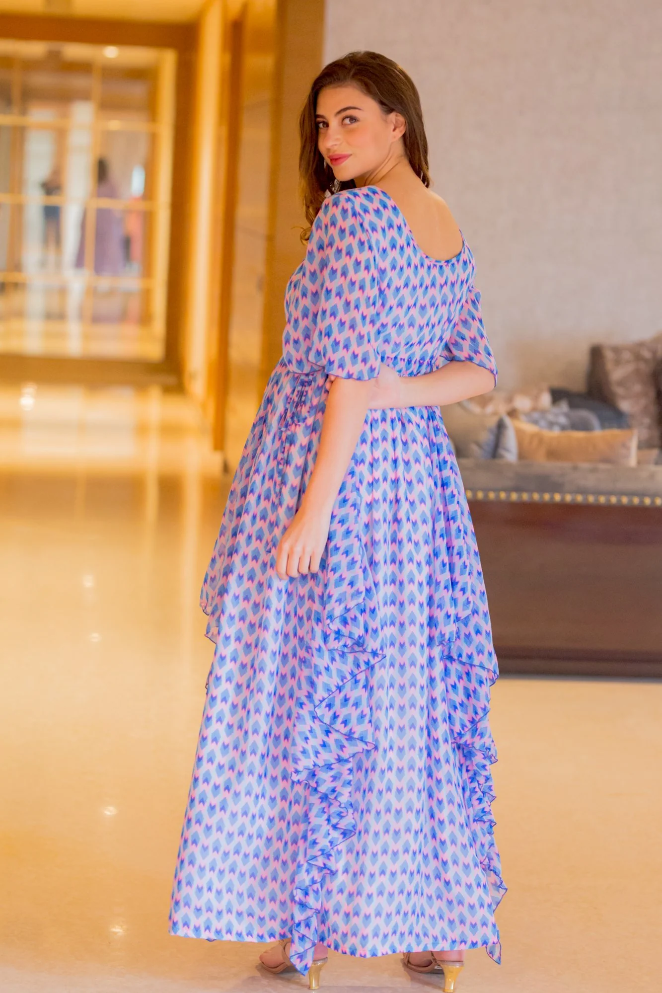 Pastel Blue Pink Luxe Maternity Dress - Chenance