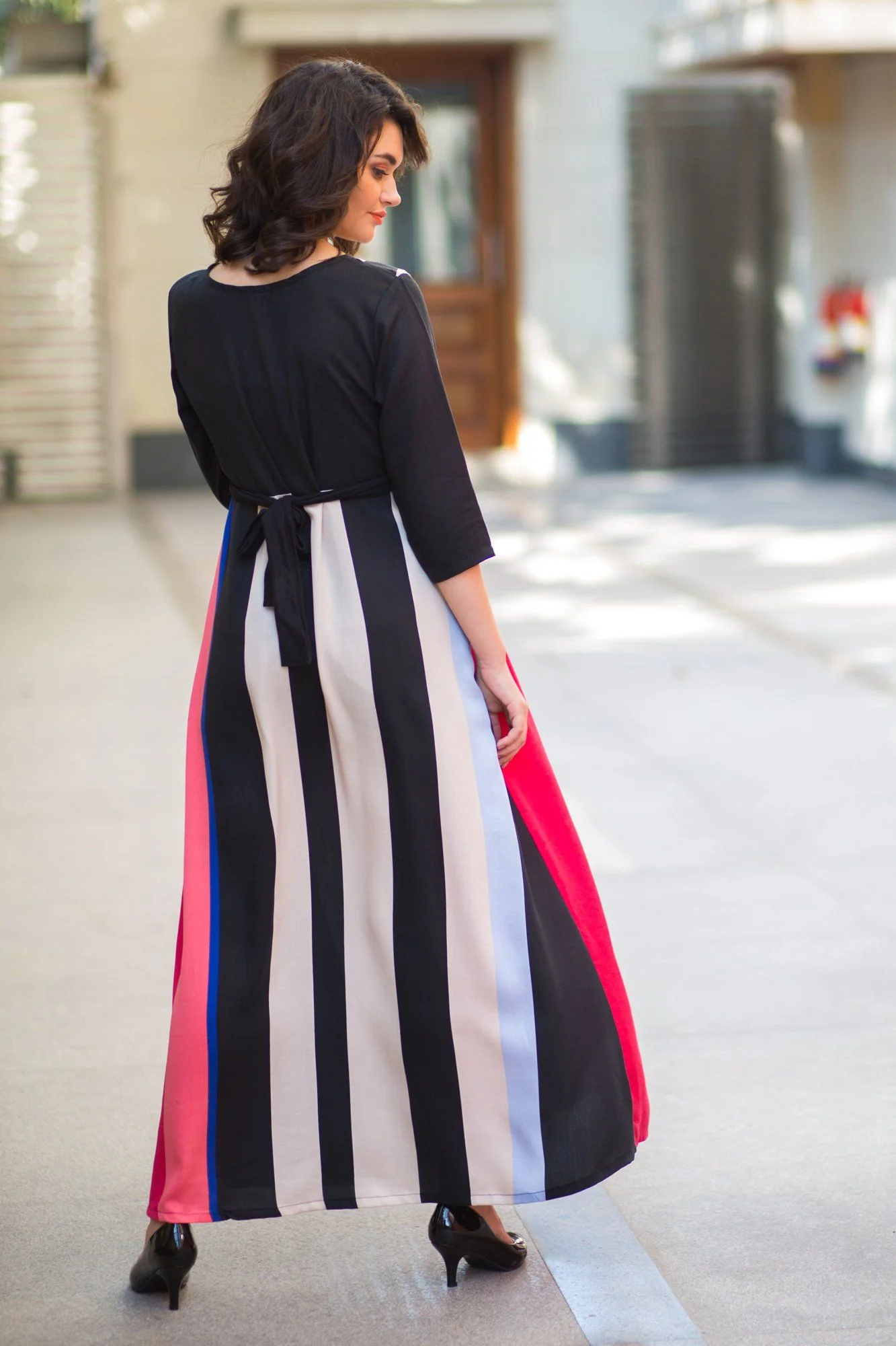 Eden Rouge Stripe Maternity & Nursing Maxi - Chenance