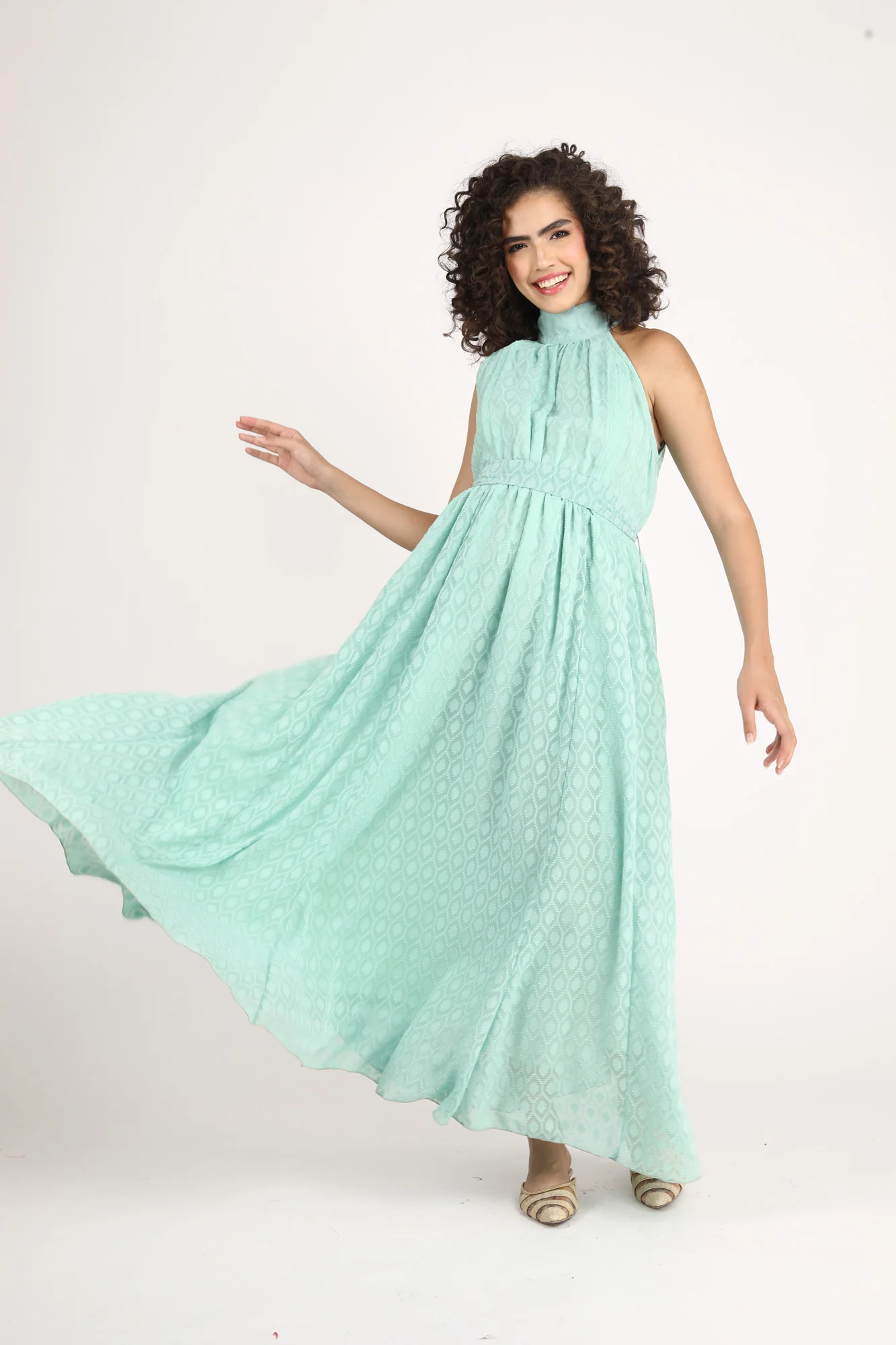 Adorable Turquoise Maternity & Nursing Gathered Dress - Chenance