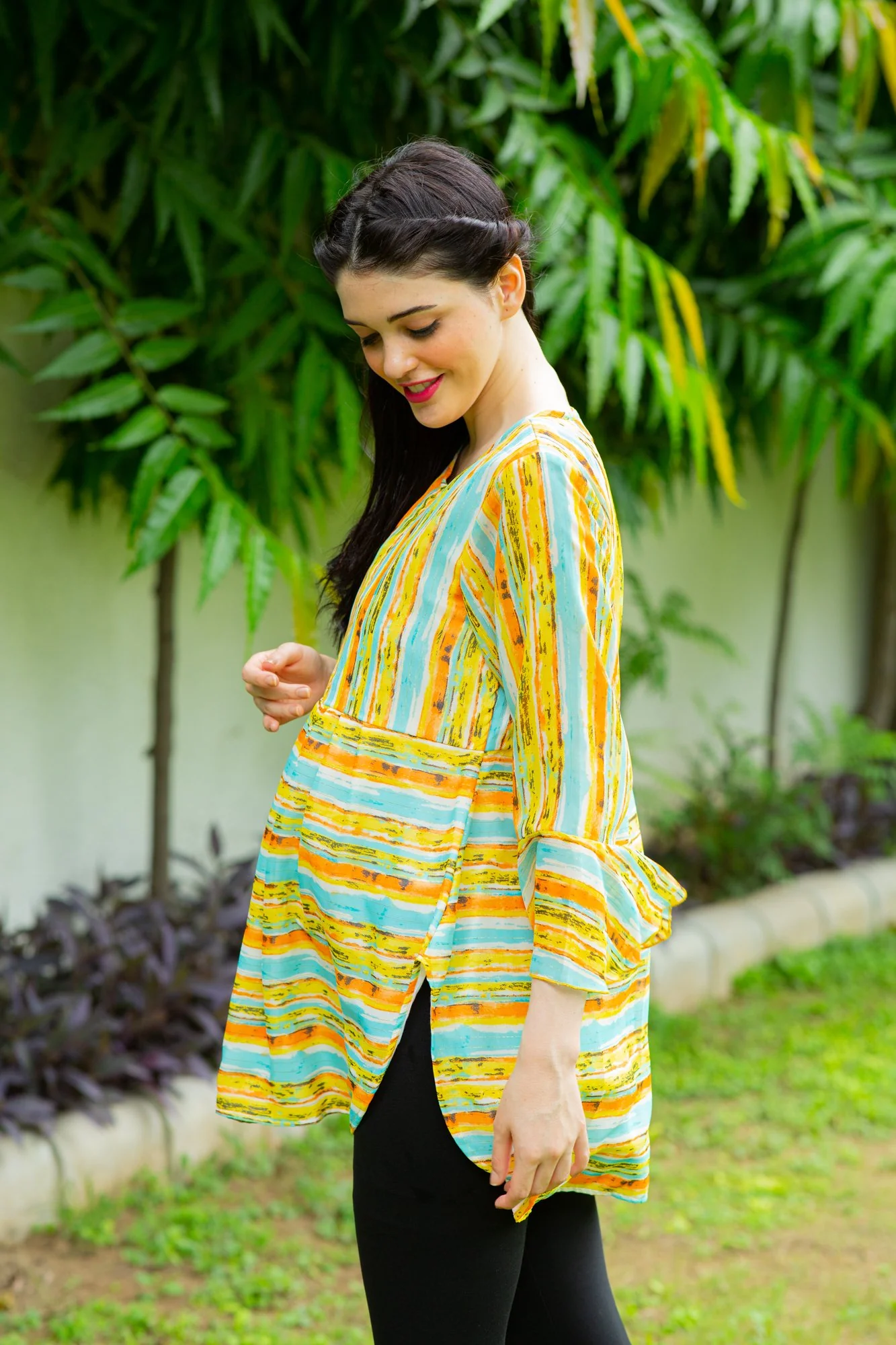 Sunny Rainbow Striped Nursing Top - Chenance