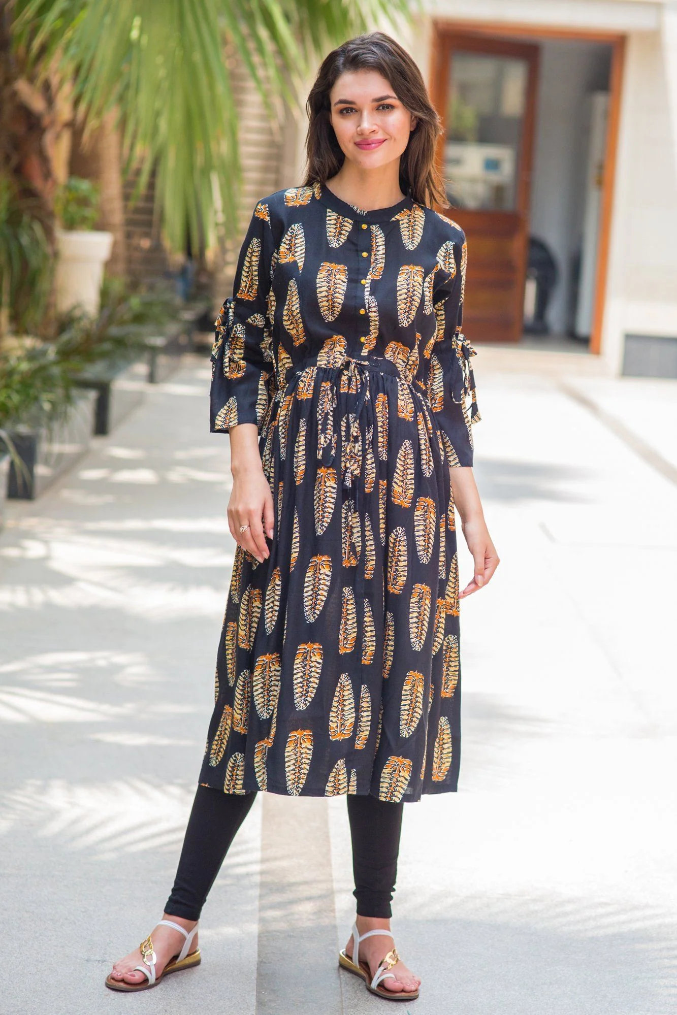 Chic Leafy Maternity & Nursing Kurta Dress - Chenance