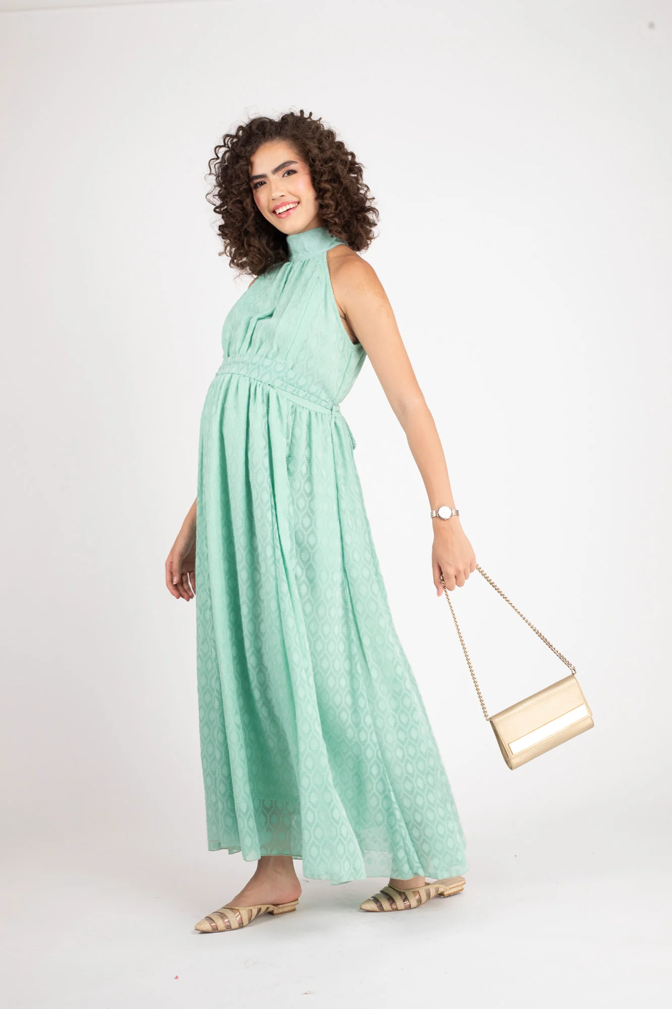 Adorable Turquoise Maternity & Nursing Gathered Dress - Chenance