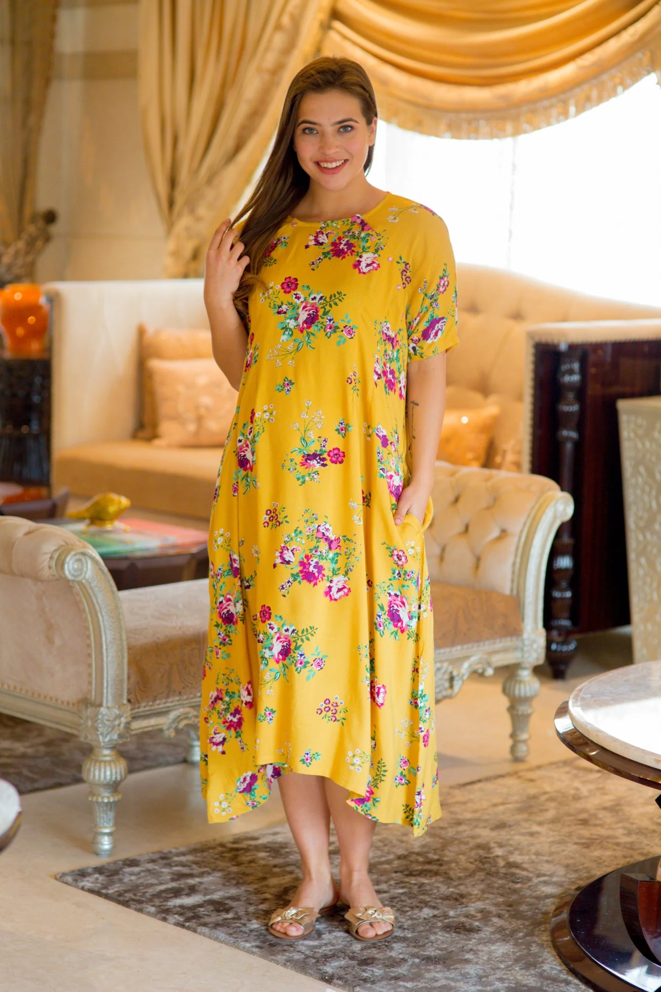 Sunny Love Shoulder Snap Maternity & Nursing Dress / Delivery Gown/ Night Dress - Chenance