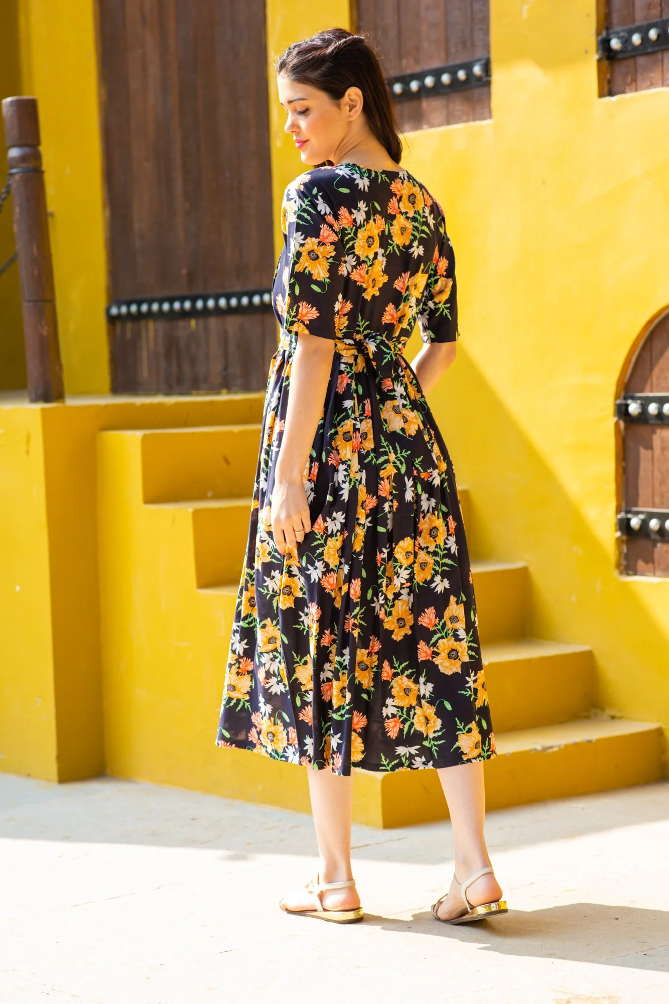 Twilight Floral Maternity & Nursing Concealed Zips Dress - Chenance