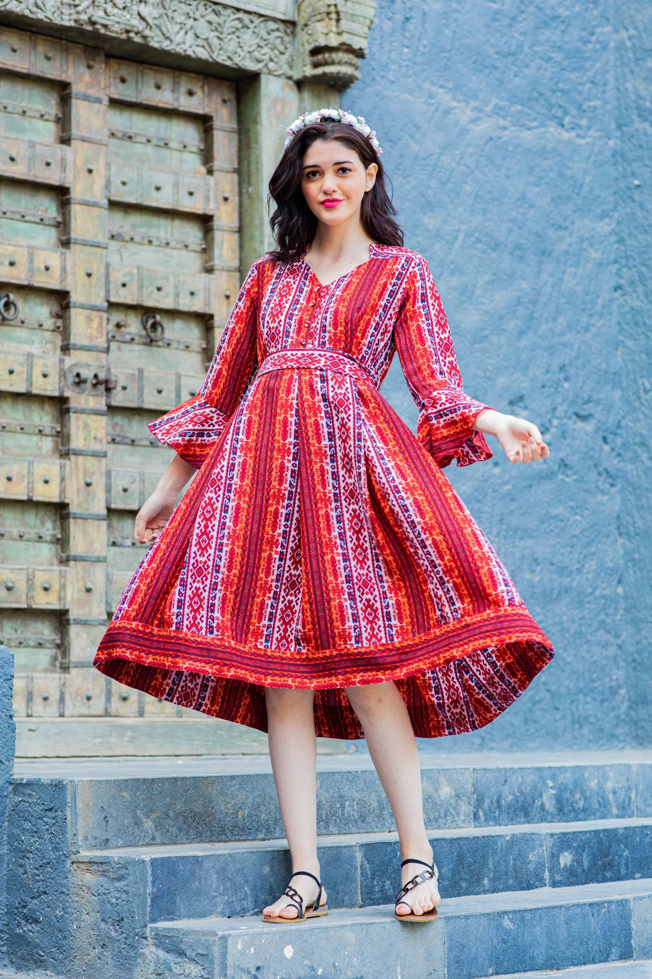 Tangy Stripes Front Button Maternity & Nursing Dress - Chenance