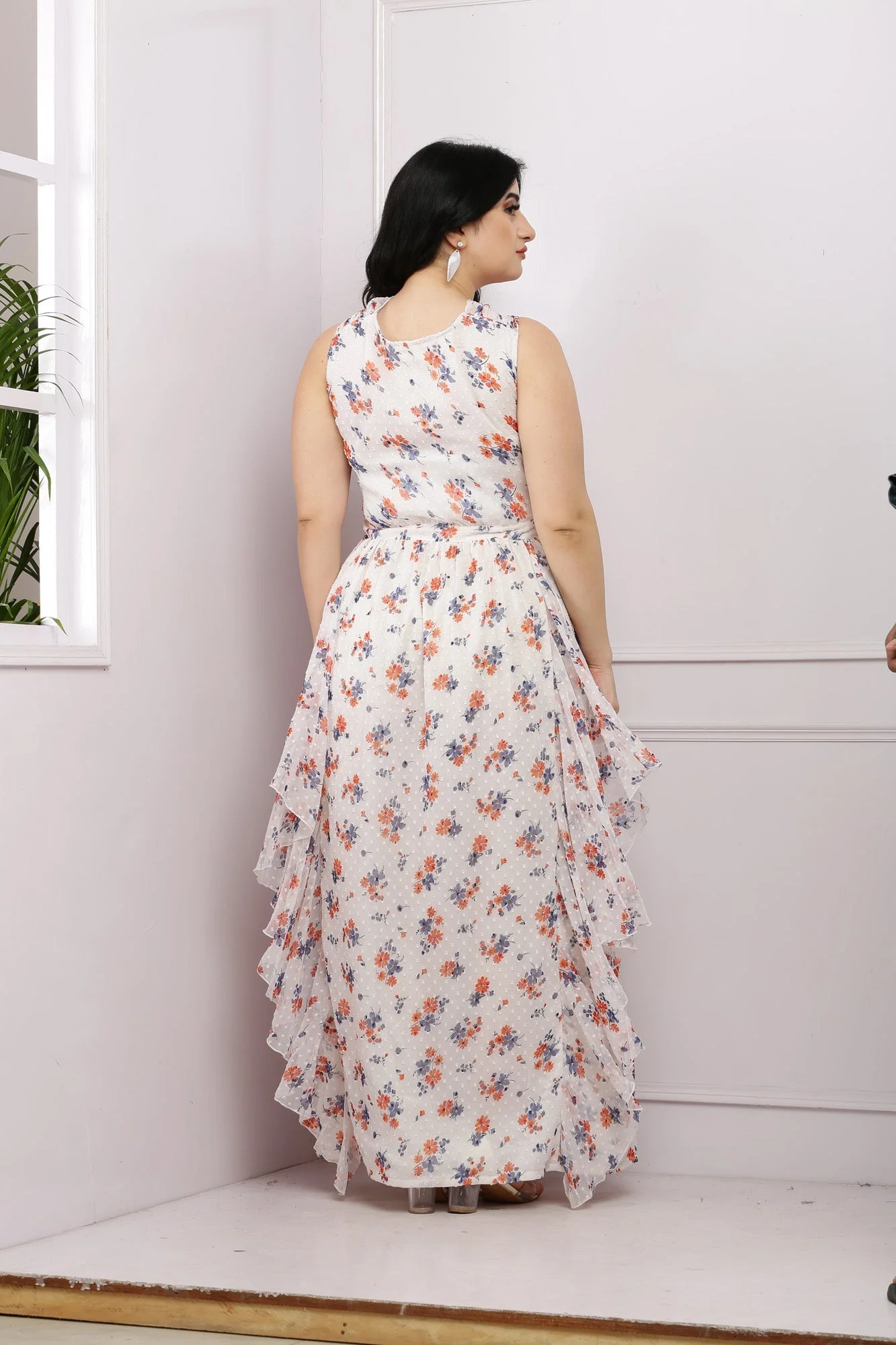 Classy Criss Cross Ivory Floral Maternity & Nursing Flow Dress - Chenance