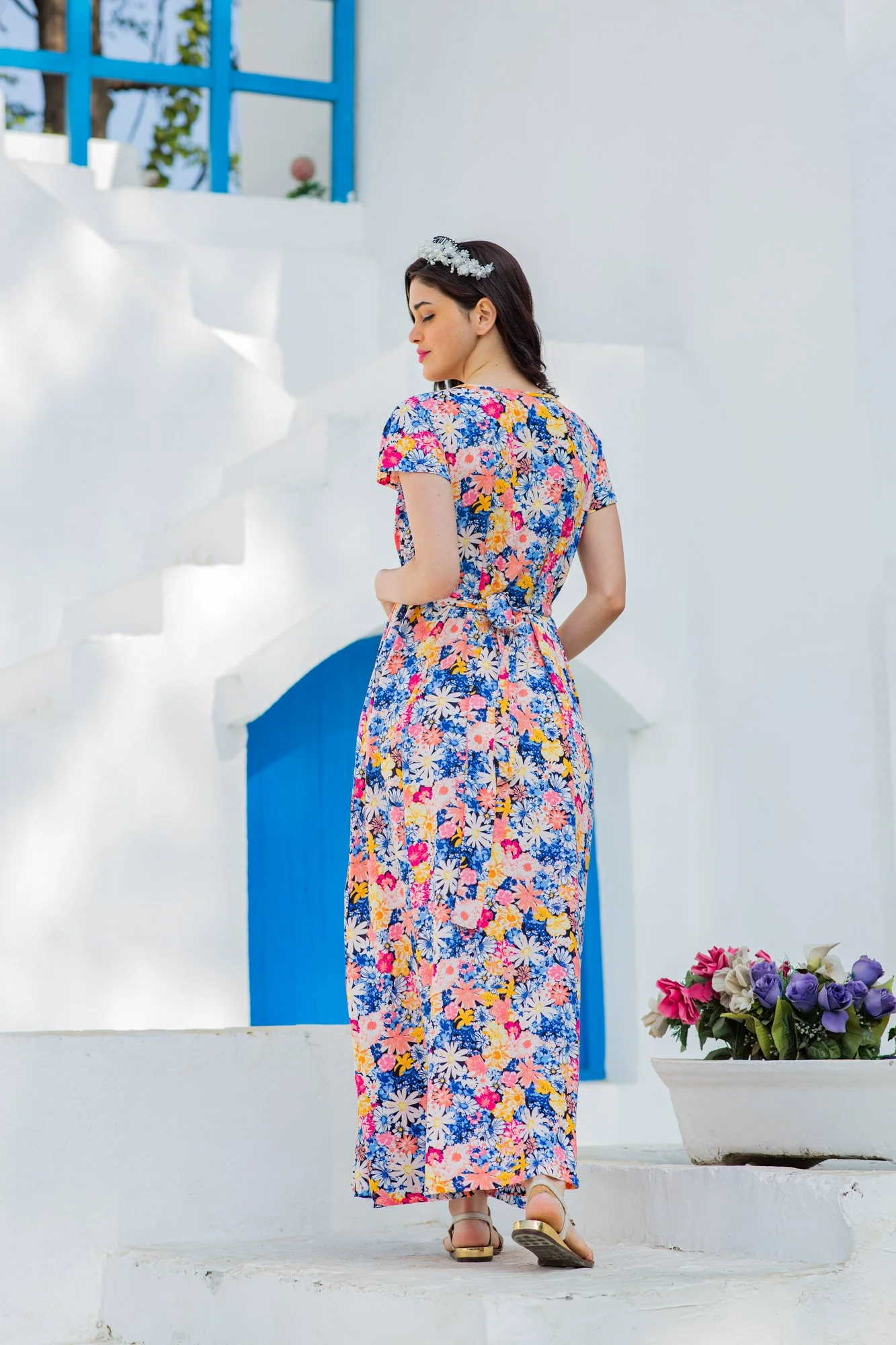 Azure Lily Pintucks Concealed Zips Dress - Chenance