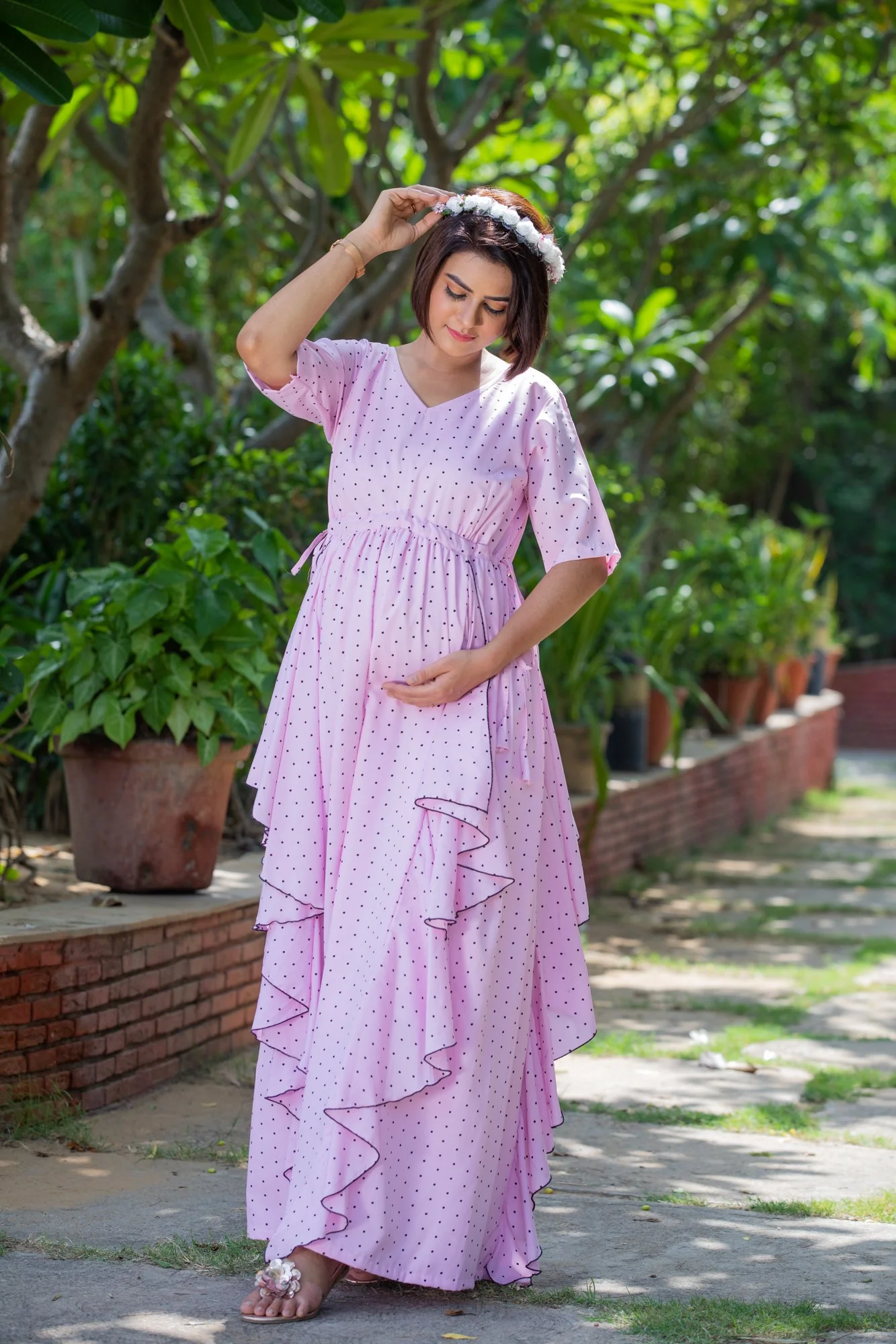 Angelic Baby Polka Maternity Flow Dress - Chenance