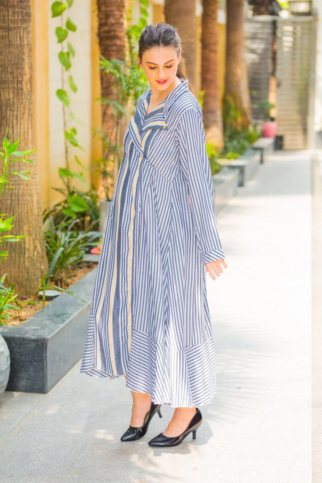 Timeless Striped Maternity and Nursing Maxi Dress - Chenance