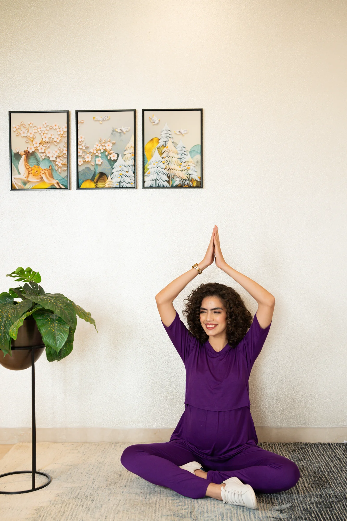 247 Comfy Purple Zipless Maternity Athleisure Set - Chenance