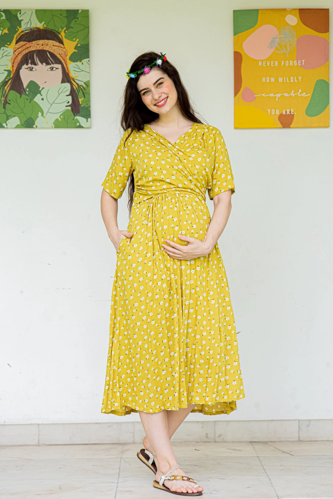 Tuscany Maternity & Nursing Midi Wrap Dress - Chenance