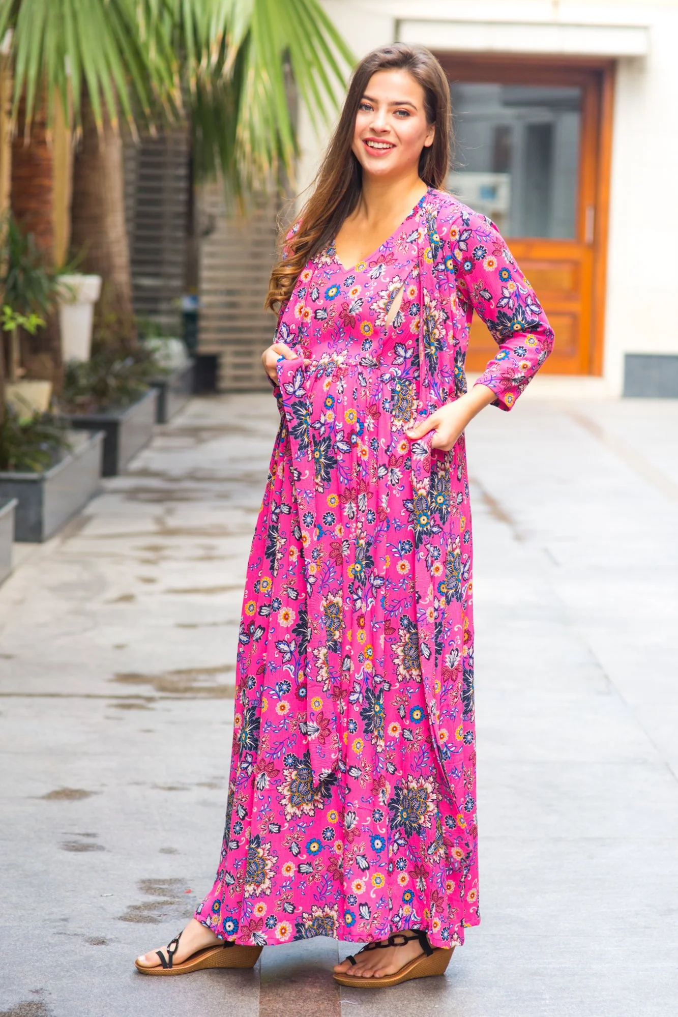 Taffy Pink Maternity & Nursing Wrap Dress - Chenance
