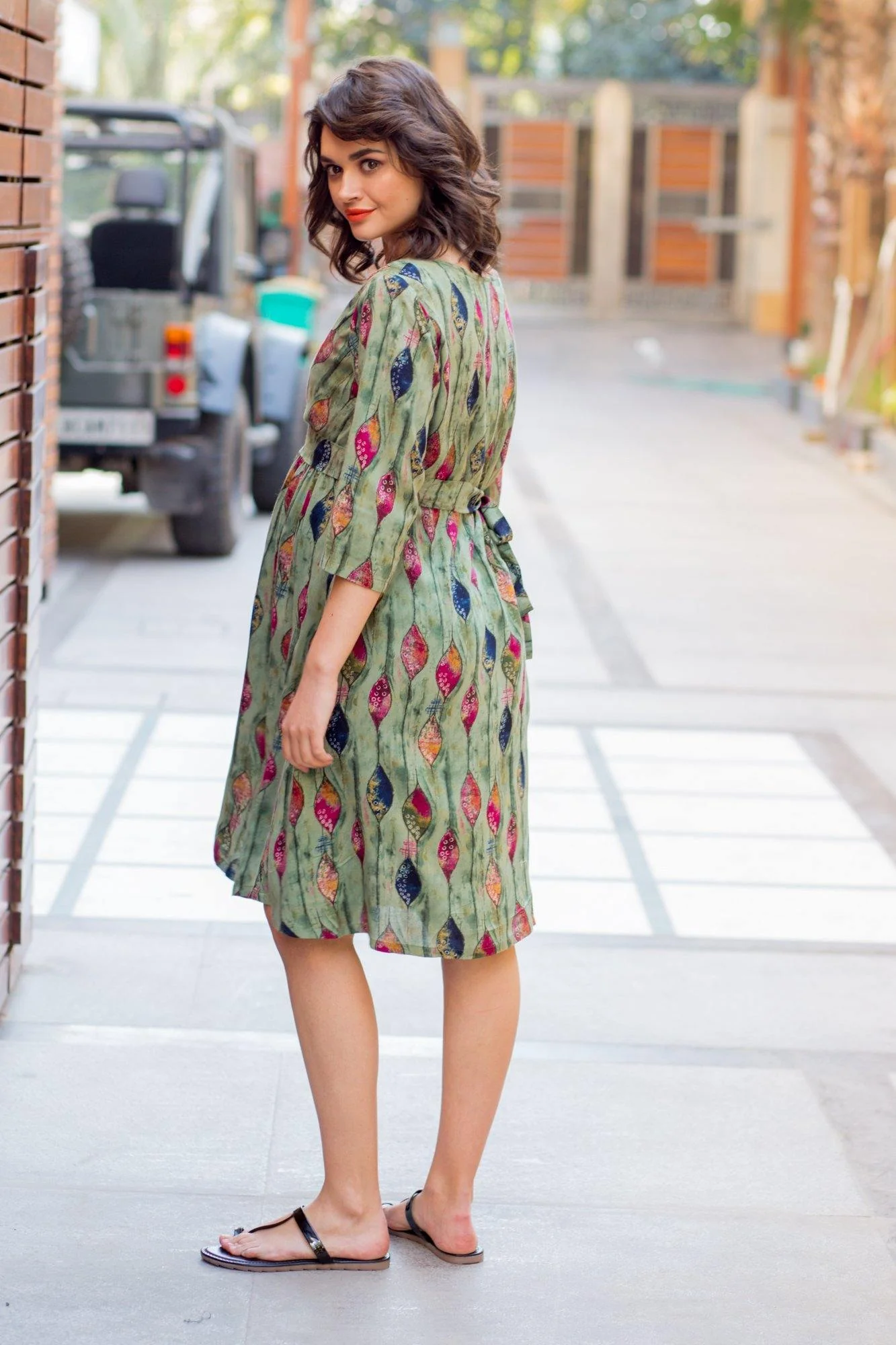 Soft Leafy Green Maternity & Nursing Dress - Chenance
