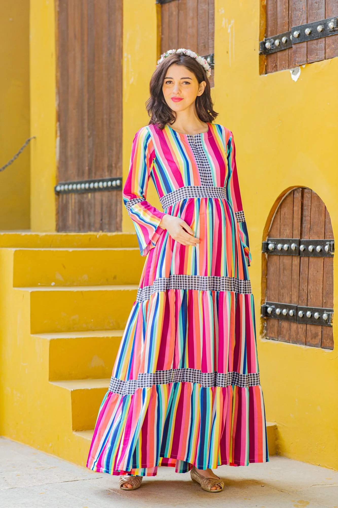 Vivacious Stripes Maternity & Nursing Dress - Chenance