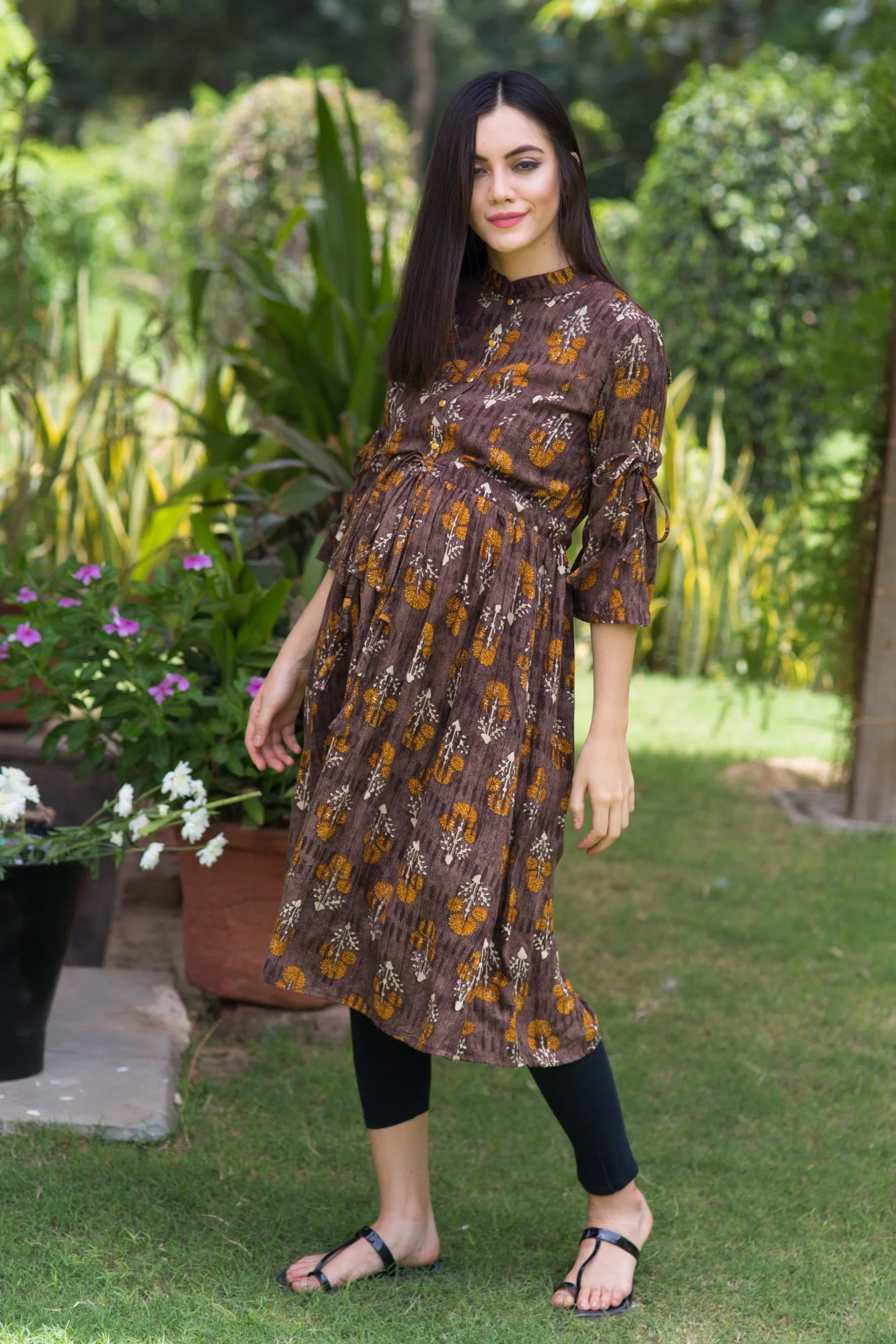 Coco Block Tie Maternity & Nursing Kurta Dress - Chenance