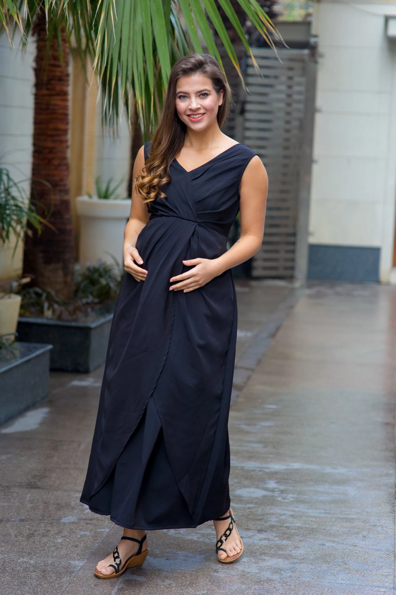 Unique Pleated Maternity & Nursing Dress - Chenance