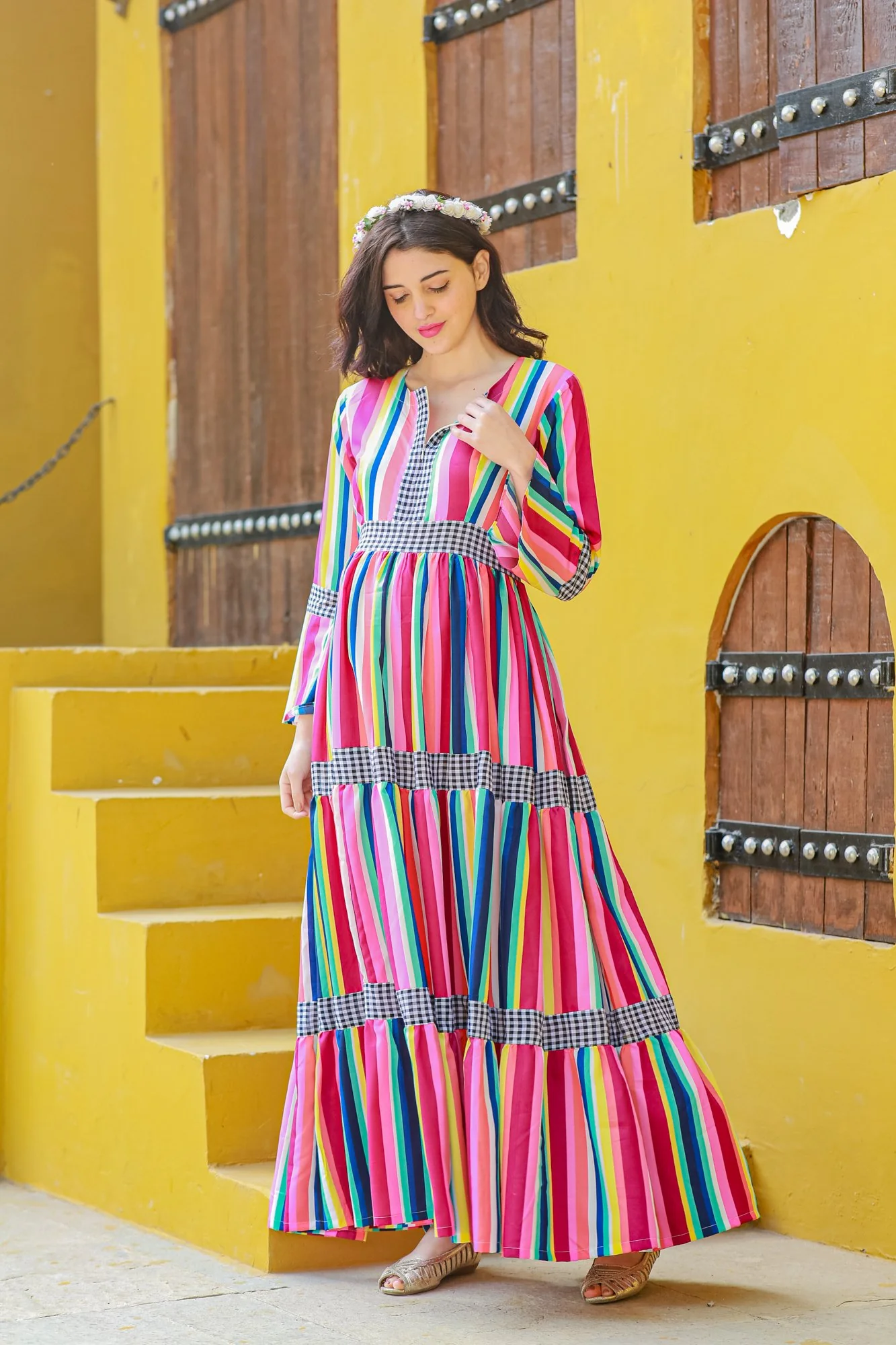 Vivacious Stripes Maternity & Nursing Dress - Chenance