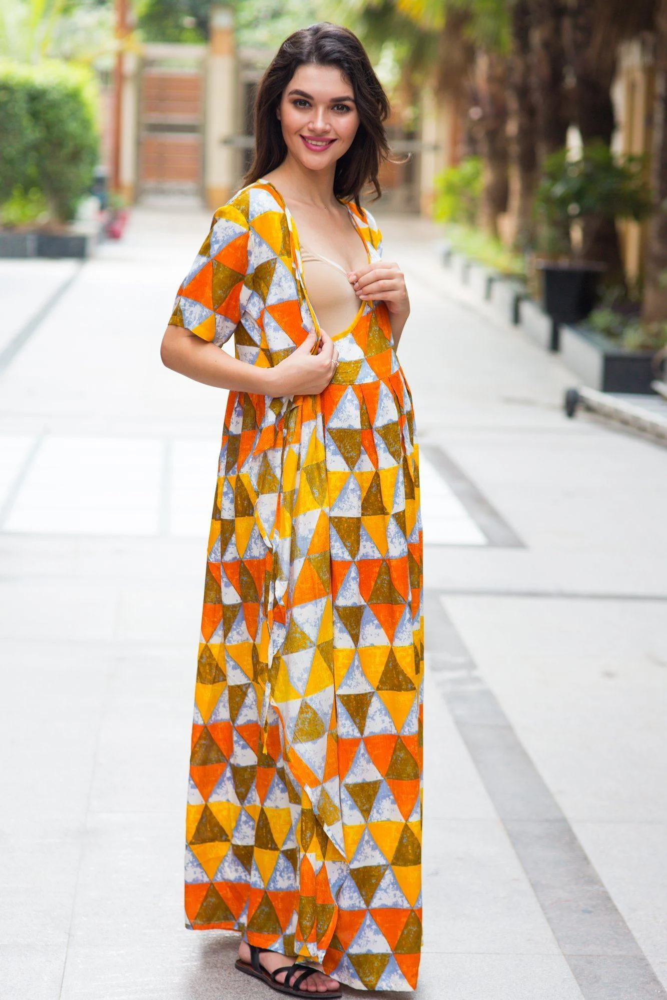 Lemon Triangle Maternity & Nursing Wrap Dress - Chenance