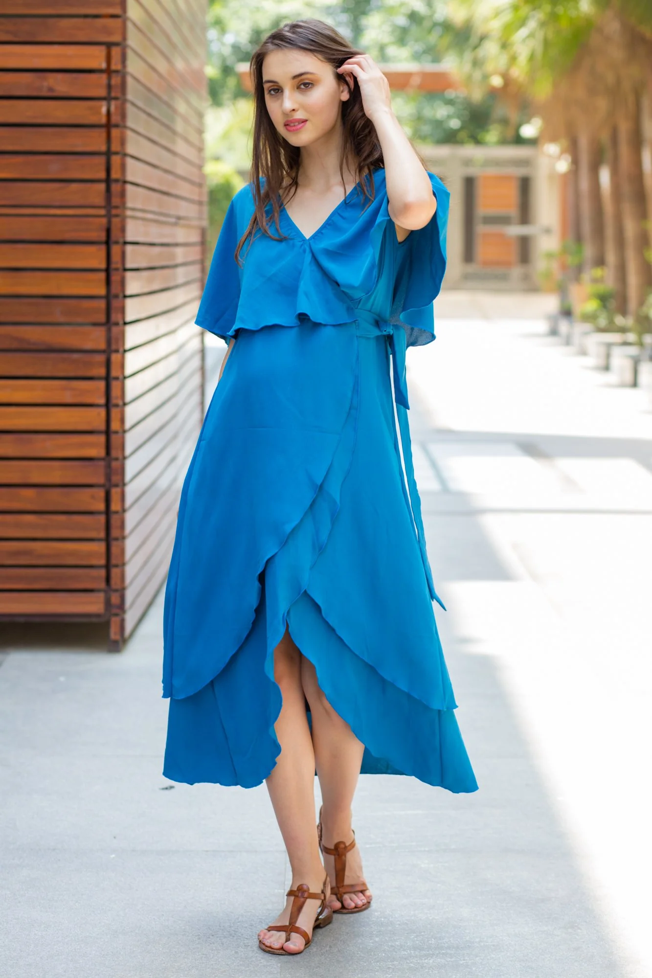 Azure Maternity & Nursing Layer Dress - Chenance