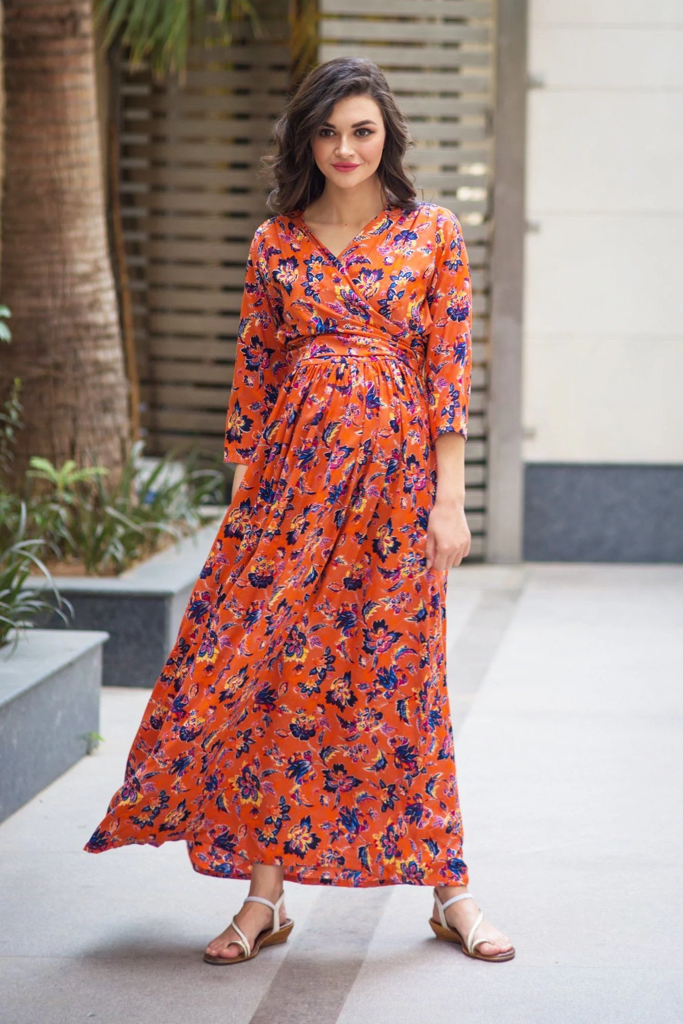 Amber Blossom Maternity & Nursing Wrap Dress - Chenance