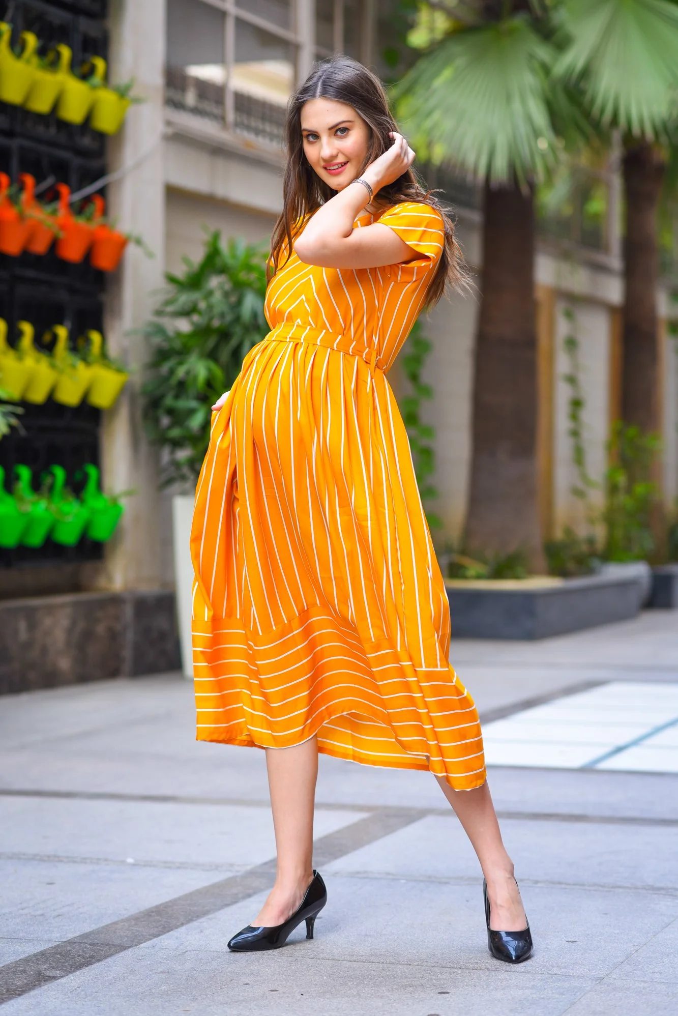 Sunshine Striped Maternity & Nursing Dress - Chenance