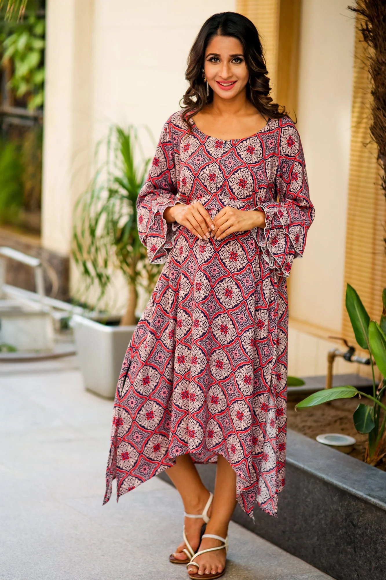 Crimson Printed Maternity and Nursing Kurta Dress - Chenance