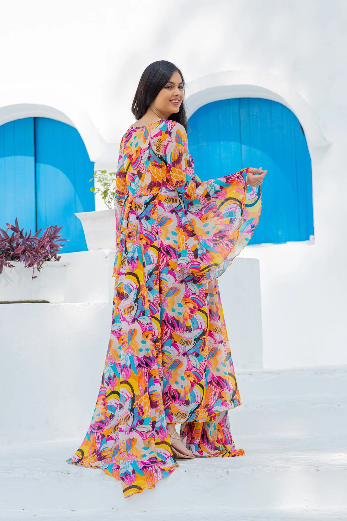 Vibrant Boho Maternity & Nursing Flair Concealed Zip Dress - Chenance