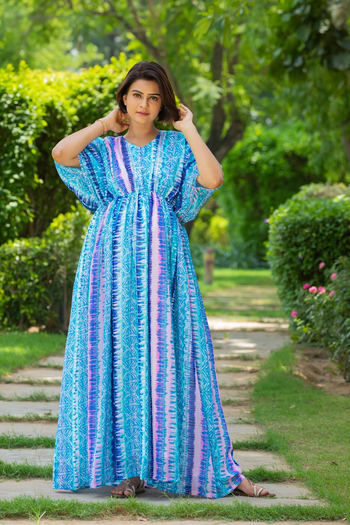 Aztec Waves Maternity Kaftan Dress - Chenance