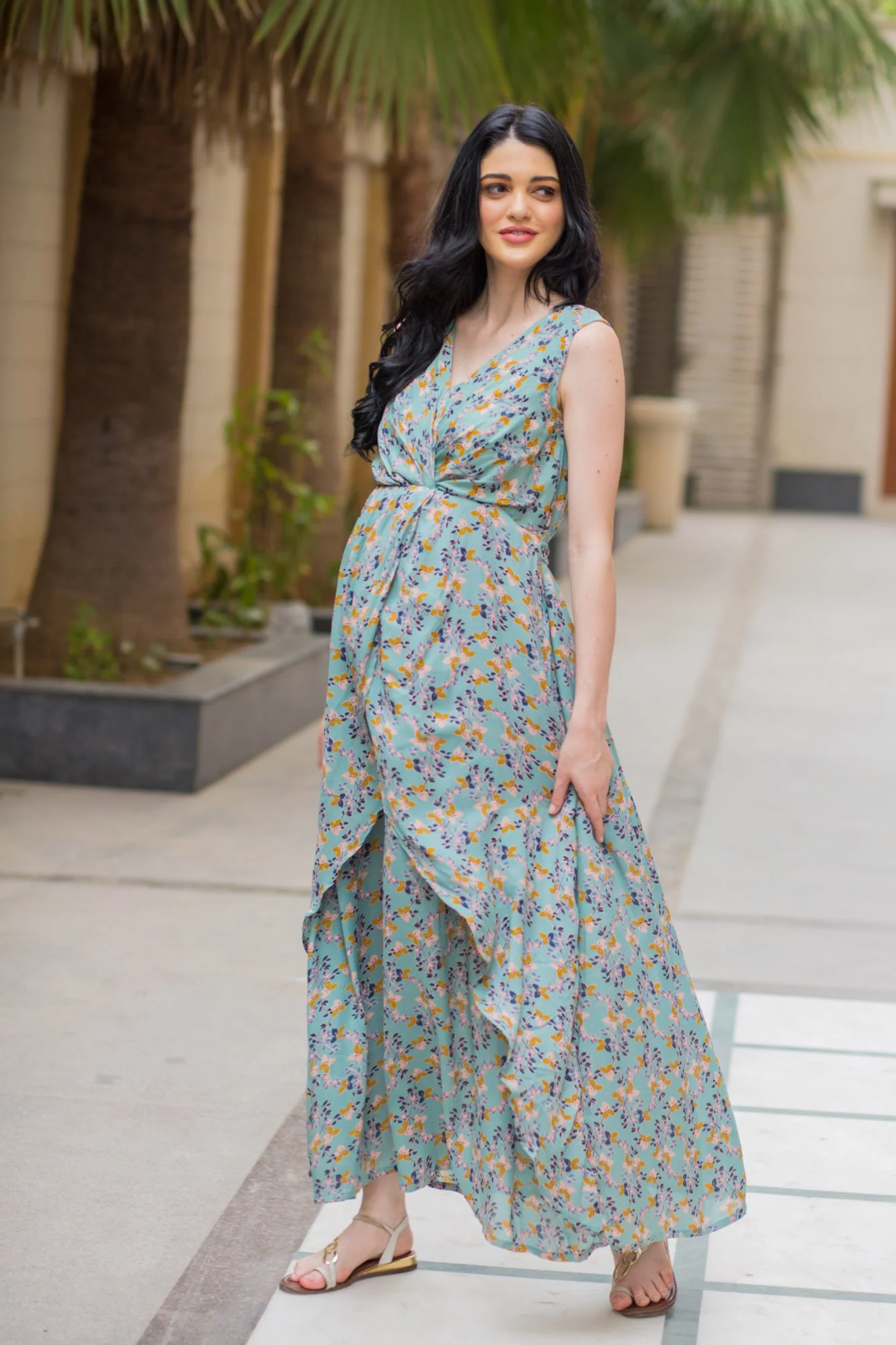 Unique Sage Green Maternity Dress - Chenance