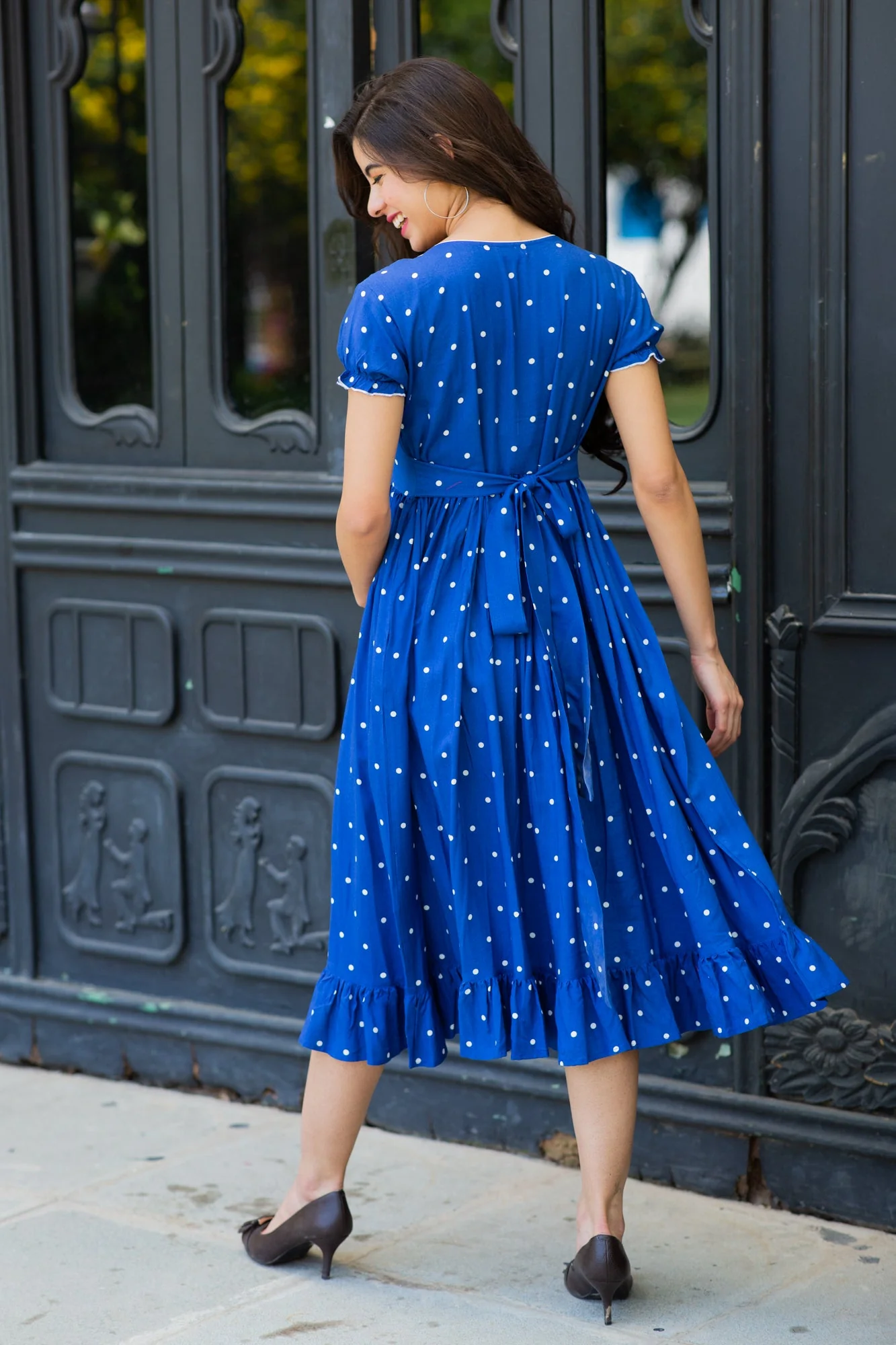 Winsome Blue Sprinkle Maternity Dress - Chenance