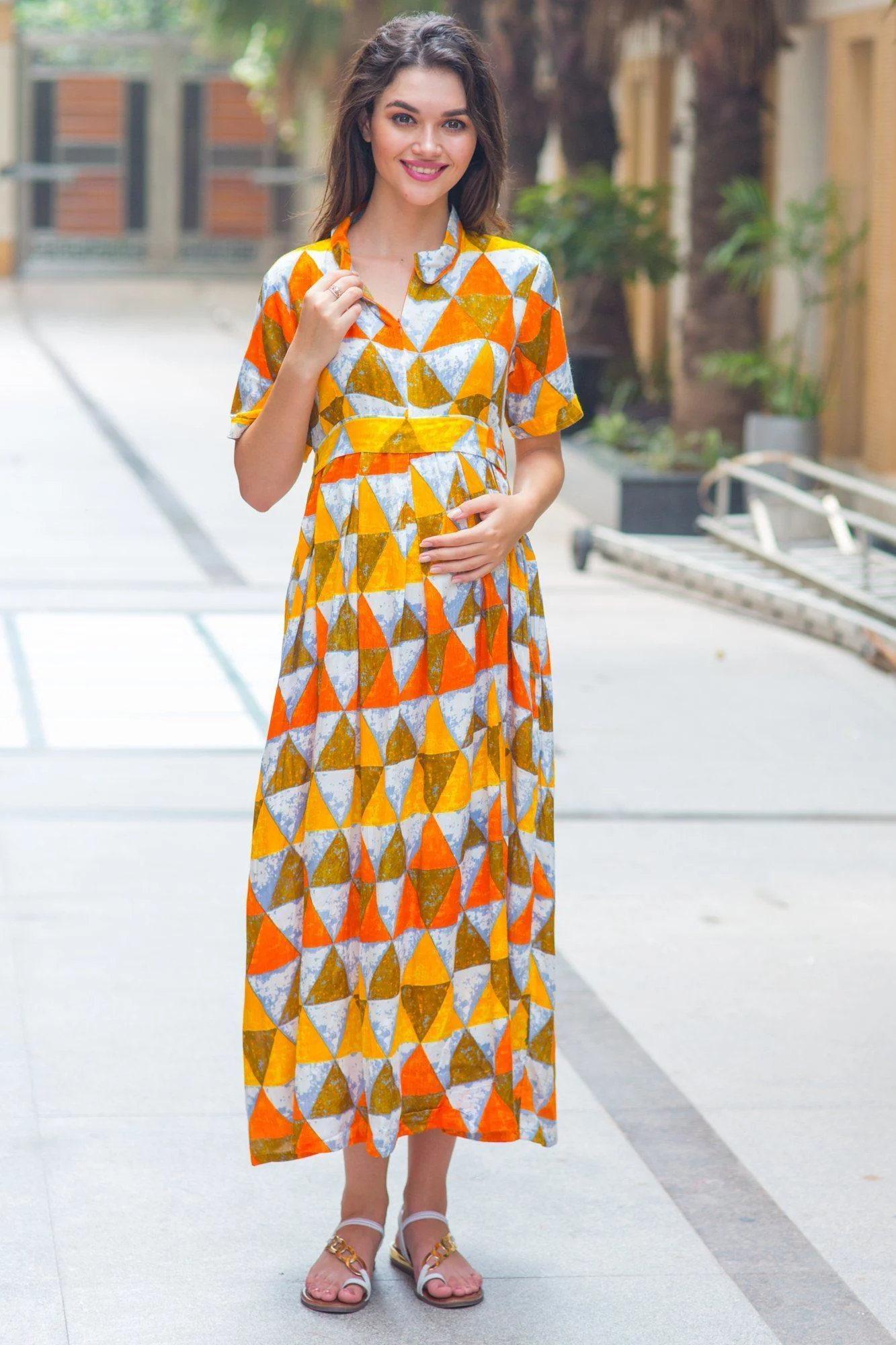 Tuscan Triangle Maternity & Nursing Dress - Chenance