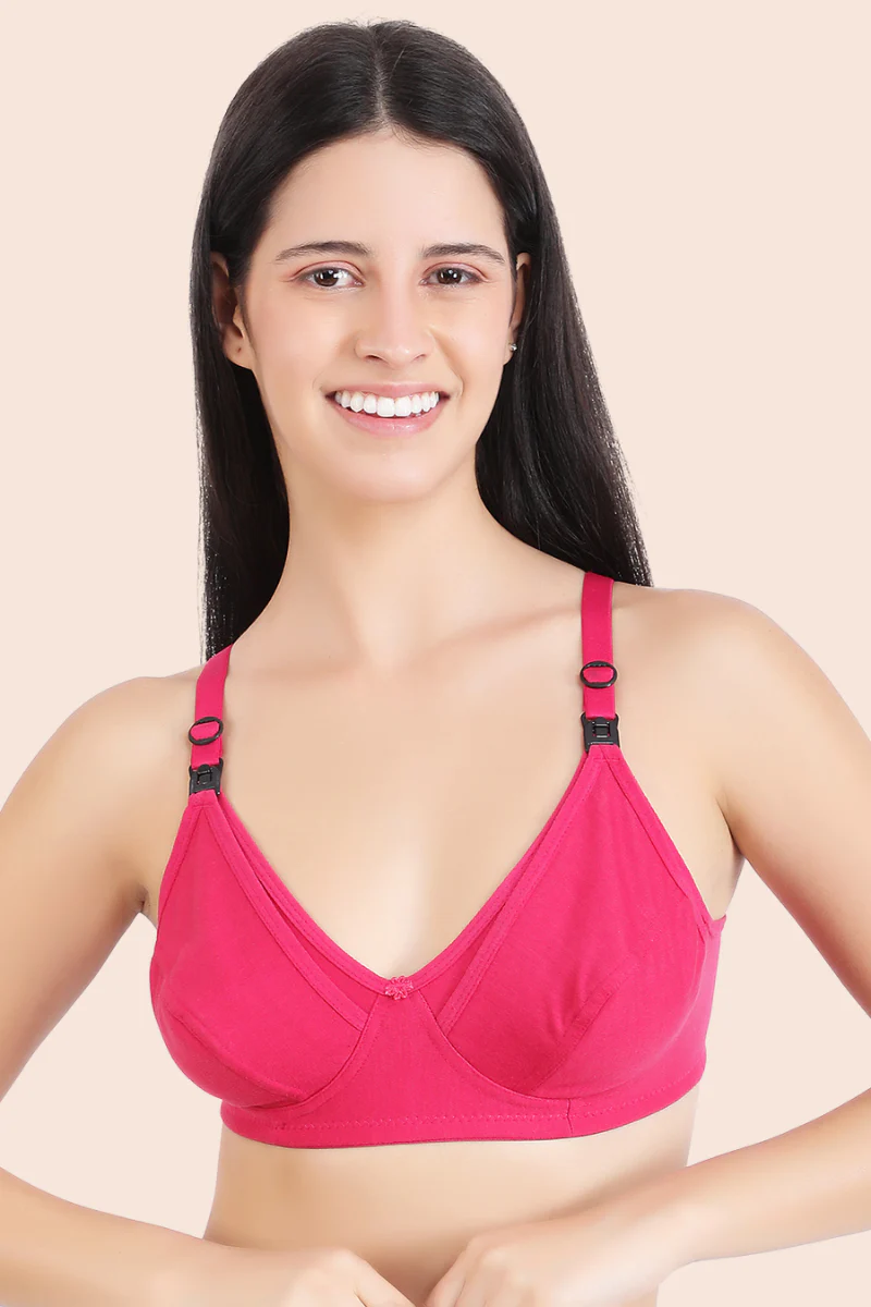 Momzjoy Tribe Fuchsia Pink Maternity & Nursing Bra - Chenance