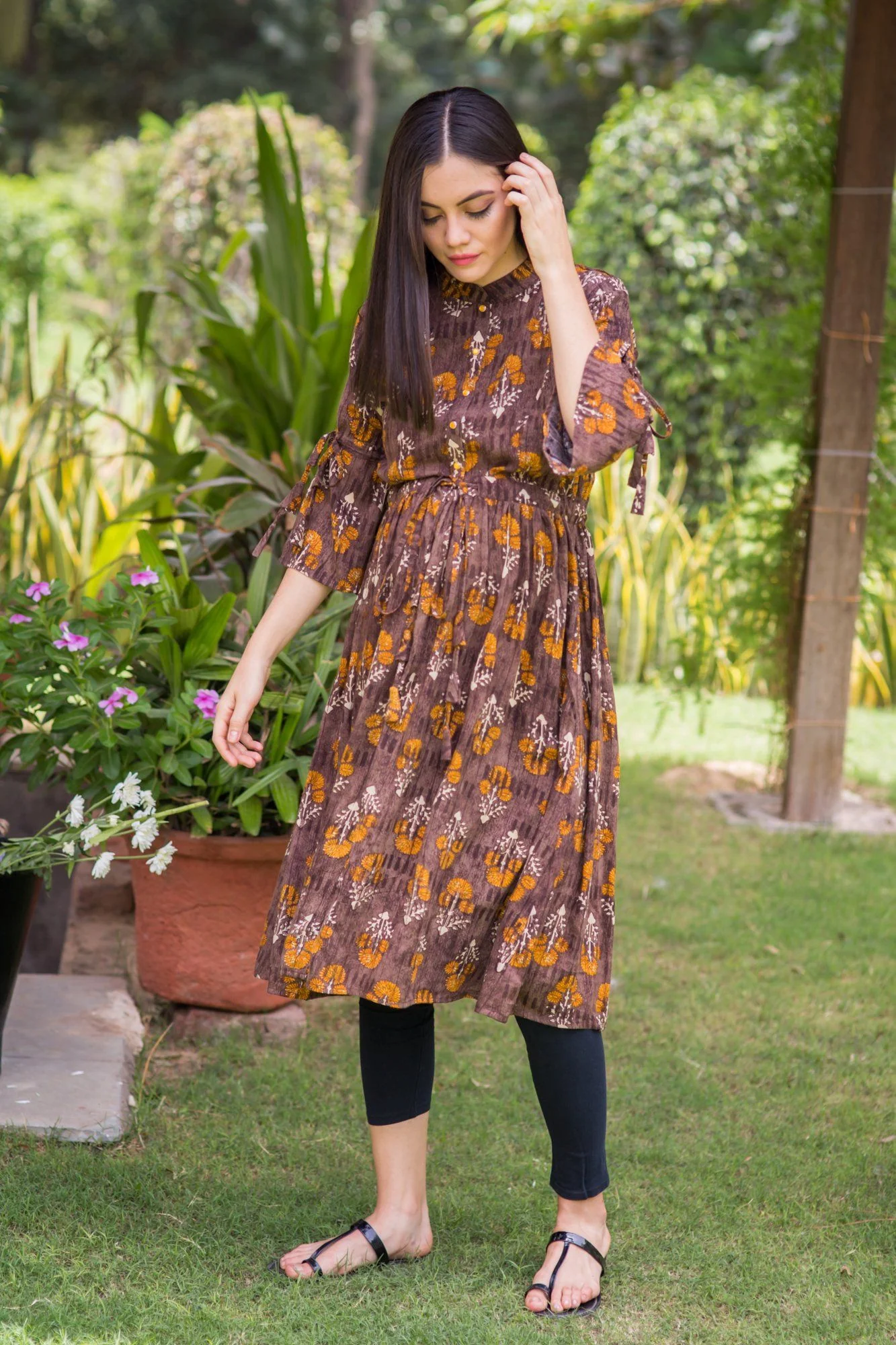 Coco Block Tie Maternity & Nursing Kurta Dress - Chenance