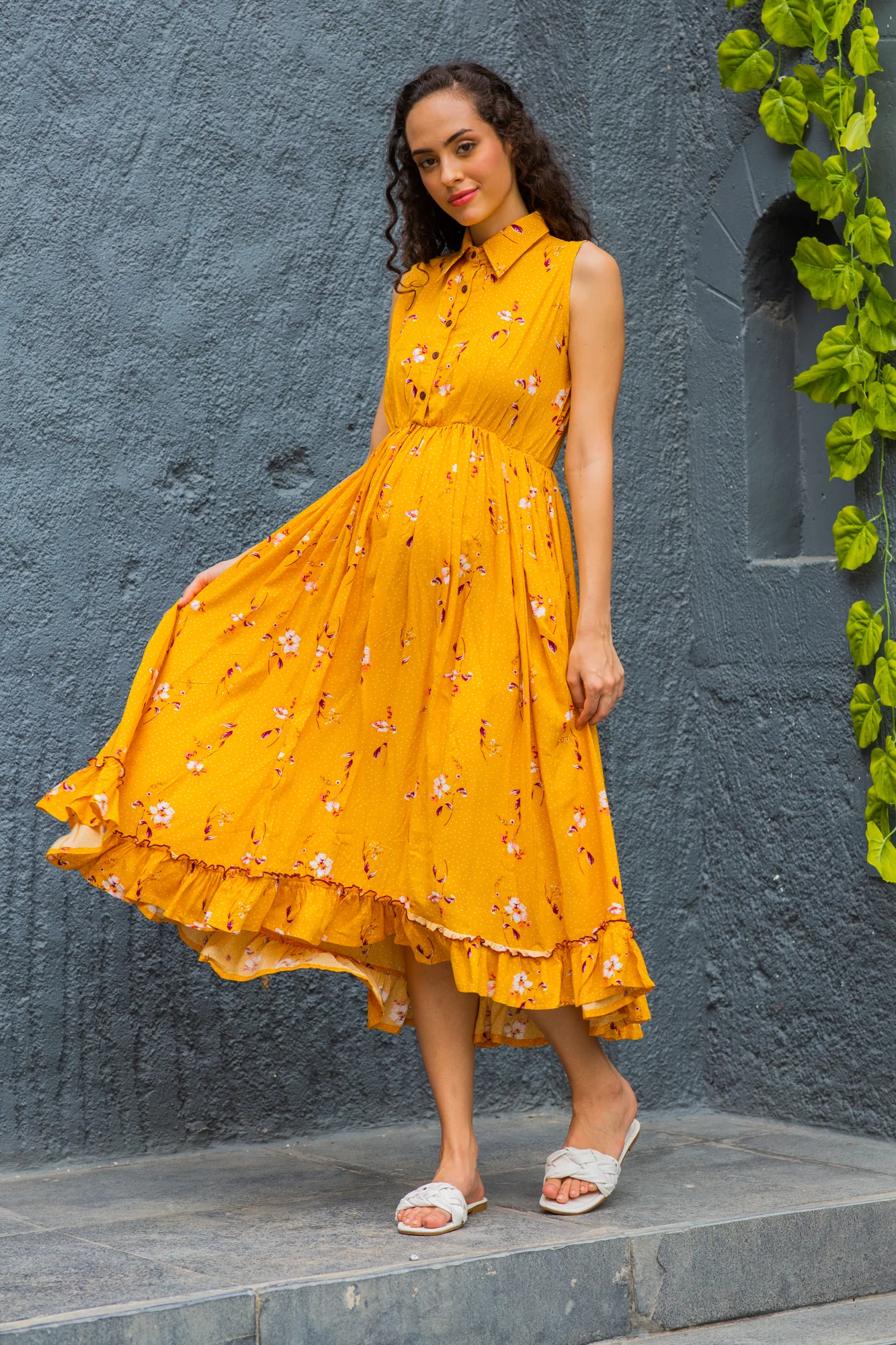 Adorable Marigold Maternity & Nursing Frill Dress - Chenance