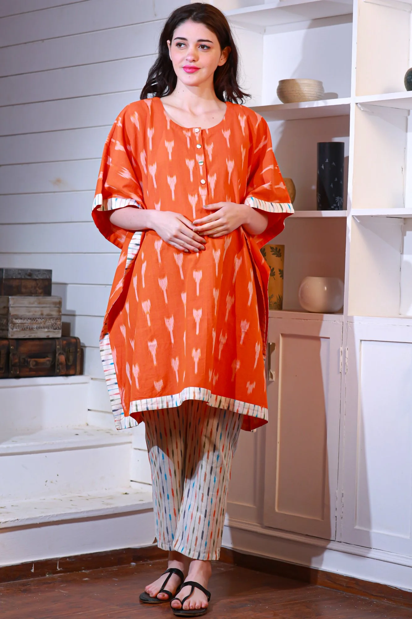 Amber Ikat Maternity & Nursing Kaftan Set - Chenance